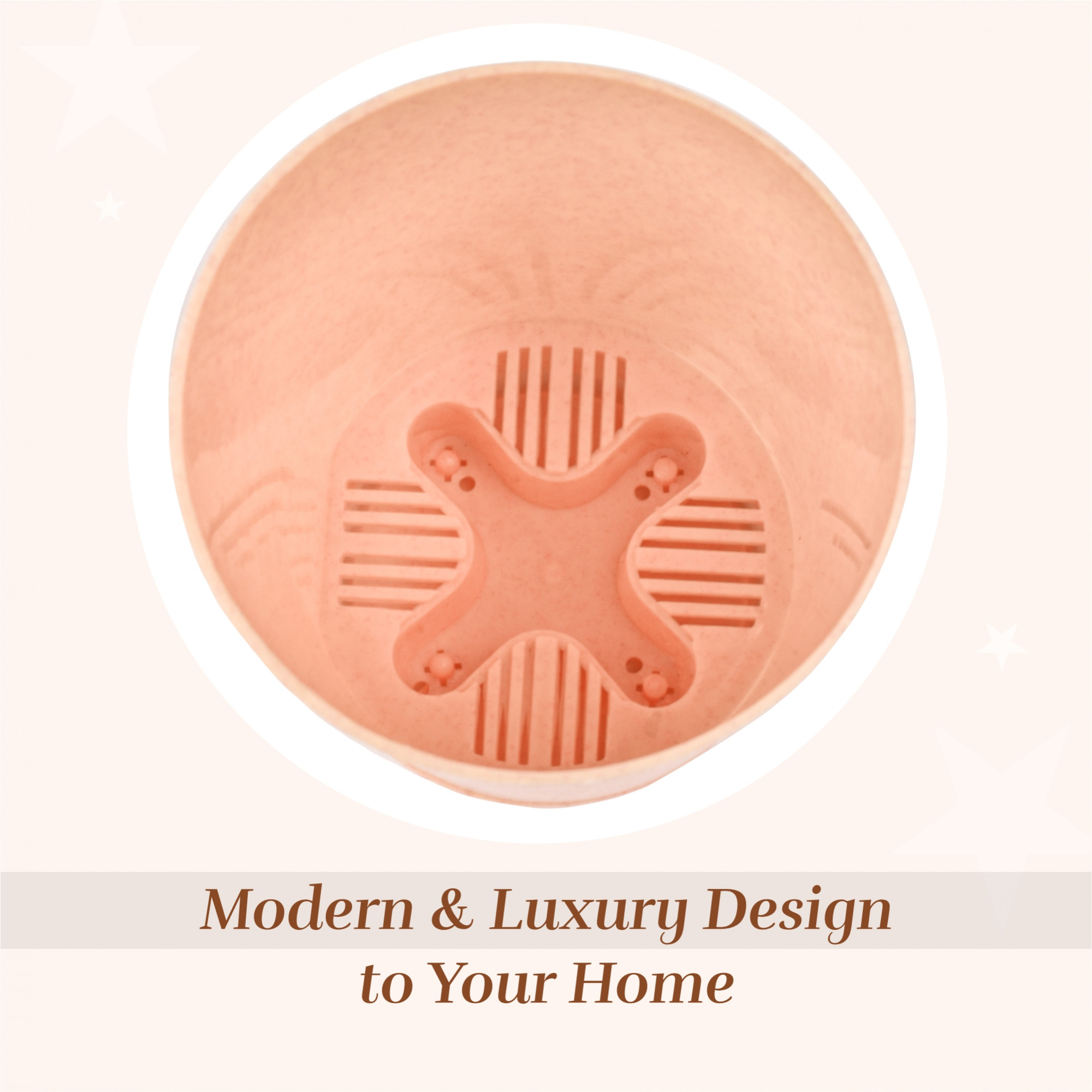 Kuber Industries Pack of 6 Flower Pot  Flower Pot for Living Room-Office  Flower Planters for Home-office-Lawns  Garden Dcor  Self Watering Flower Planters Pots  Marble Titan  4 Inch  Peach