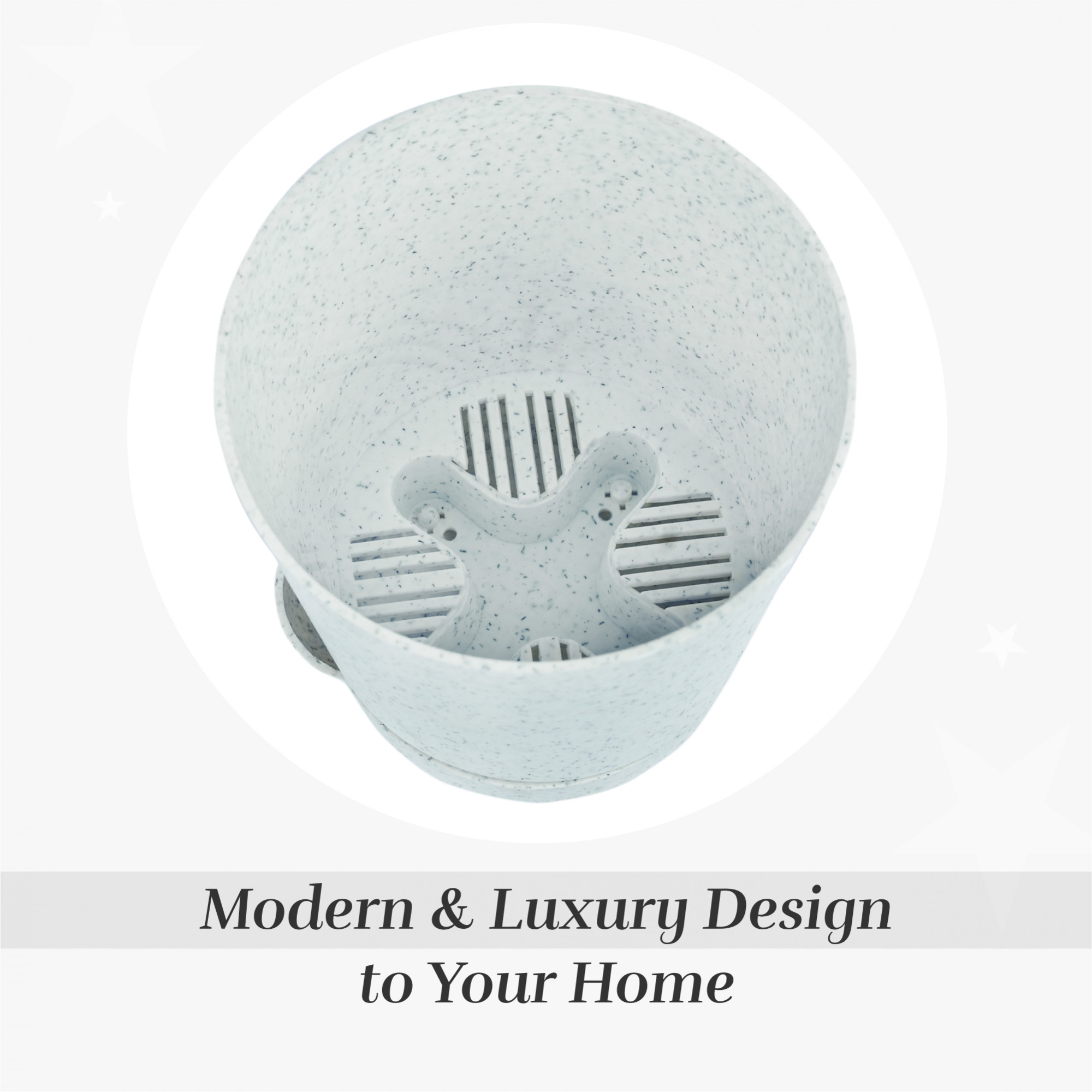 Kuber Industries Pack of 6 Flower Pot  Flower Pot for Living Room-Office  Flower Planters for Home-office-Lawns  Garden Dcor  Self Watering Flower Planters Pots  Marble Titan  4 Inch  White