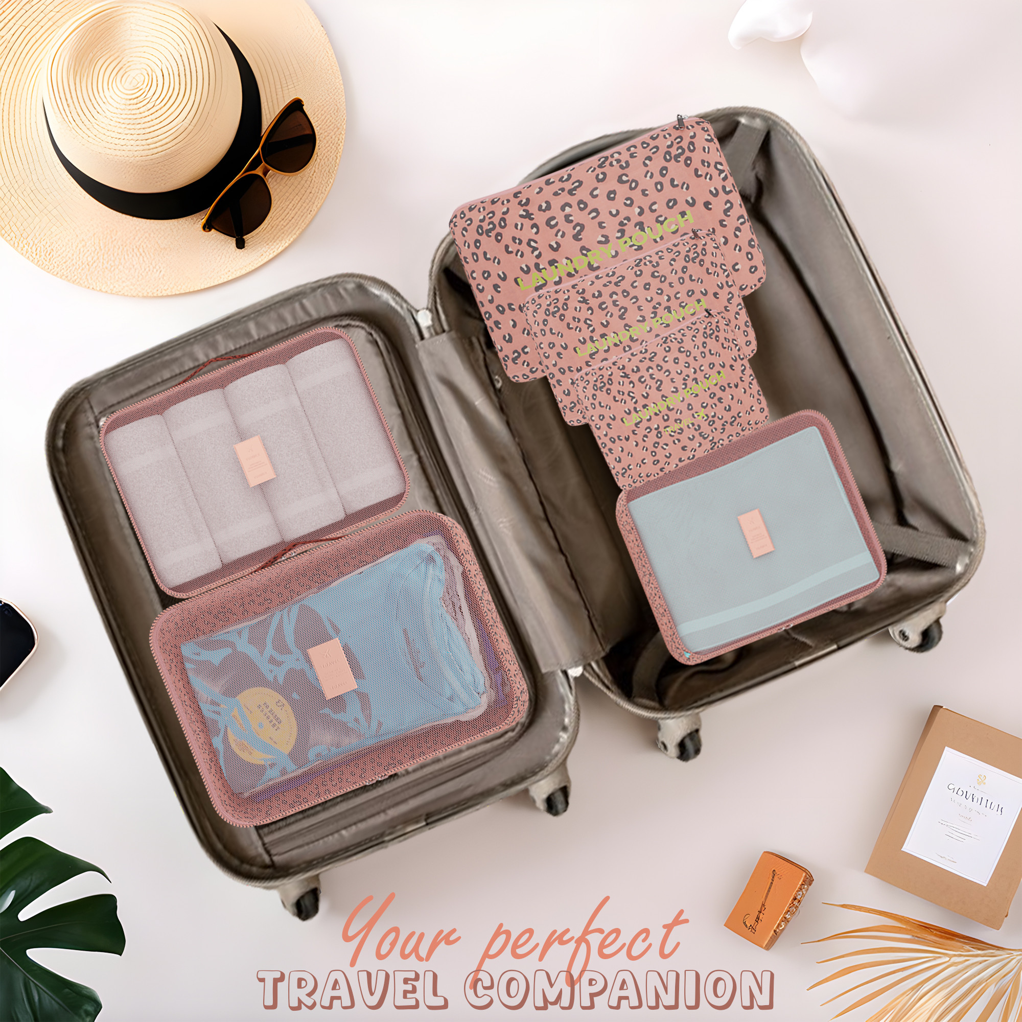 Kuber Industries Pack of 6 Foldable Travel Pouches for Women  Men with Zip  Multi-Size Luggage Organiser Bag for Travel  Packing Cube for ClothesShoesToiletries  YJ-35-YEL  Smiley - Yellow