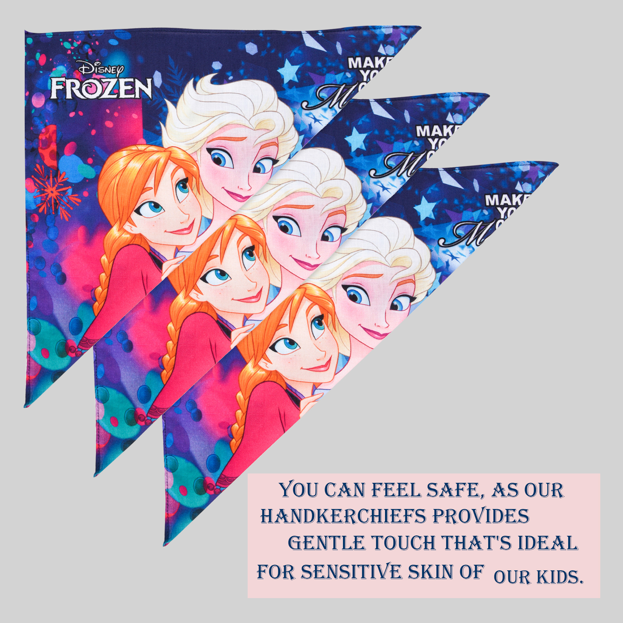 Kuber Industries Pack of 6 Handkerchiefs  Disney Frozen   Cotton Handkerchiefs for Boys  Girls  Premium Handkerchiefs  Rumal for Boys  Girls  Hankies for Gifting  Blue