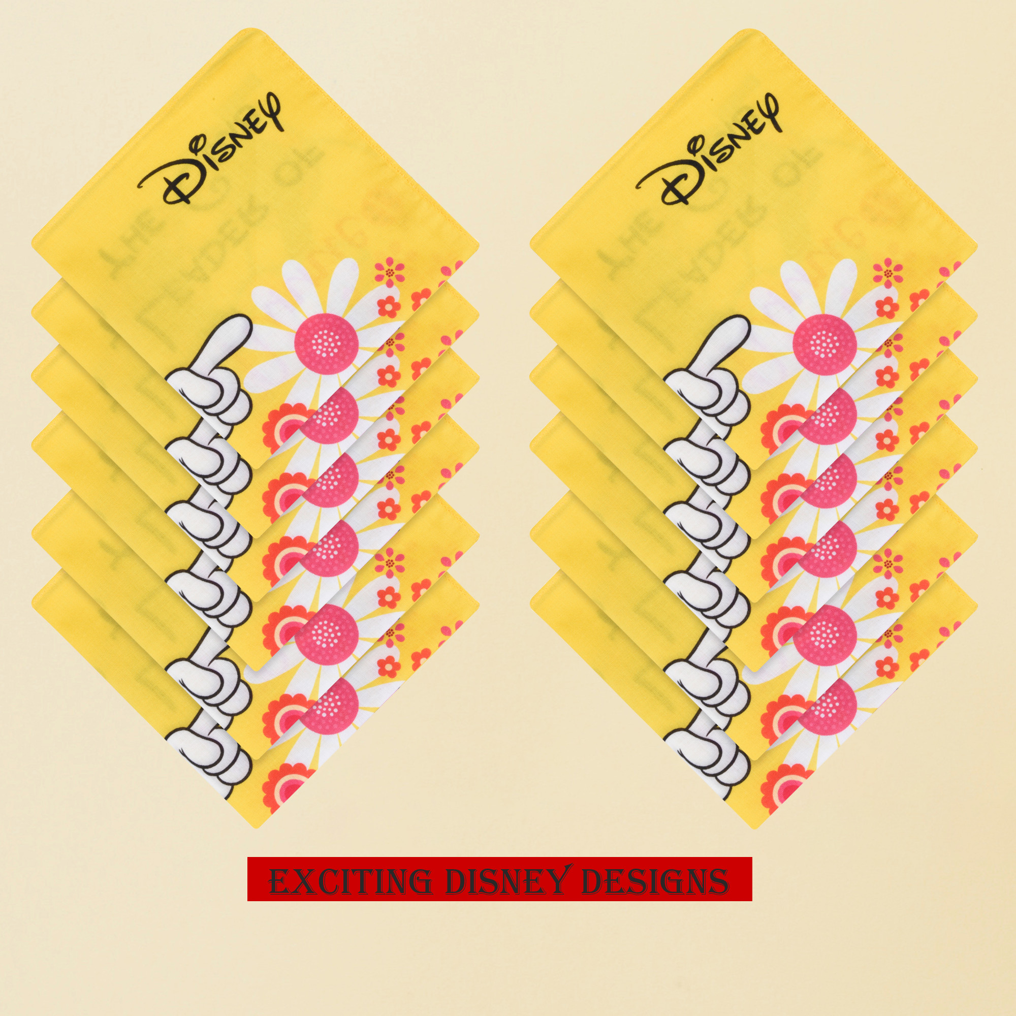 Kuber Industries Pack of 6 Handkerchiefs  Disney Minnie   Cotton Handkerchiefs for Boys  Girls  Premium Handkerchiefs  Rumal for Boys  Girls  Hankies for Gifting  Yellow