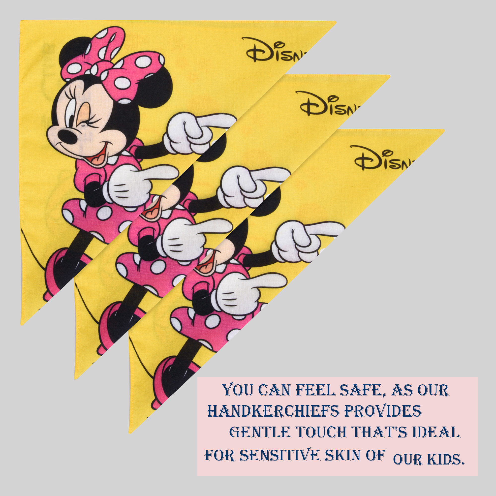 Kuber Industries Pack of 6 Handkerchiefs  Disney Minnie   Cotton Handkerchiefs for Boys  Girls  Premium Handkerchiefs  Rumal for Boys  Girls  Hankies for Gifting  Yellow