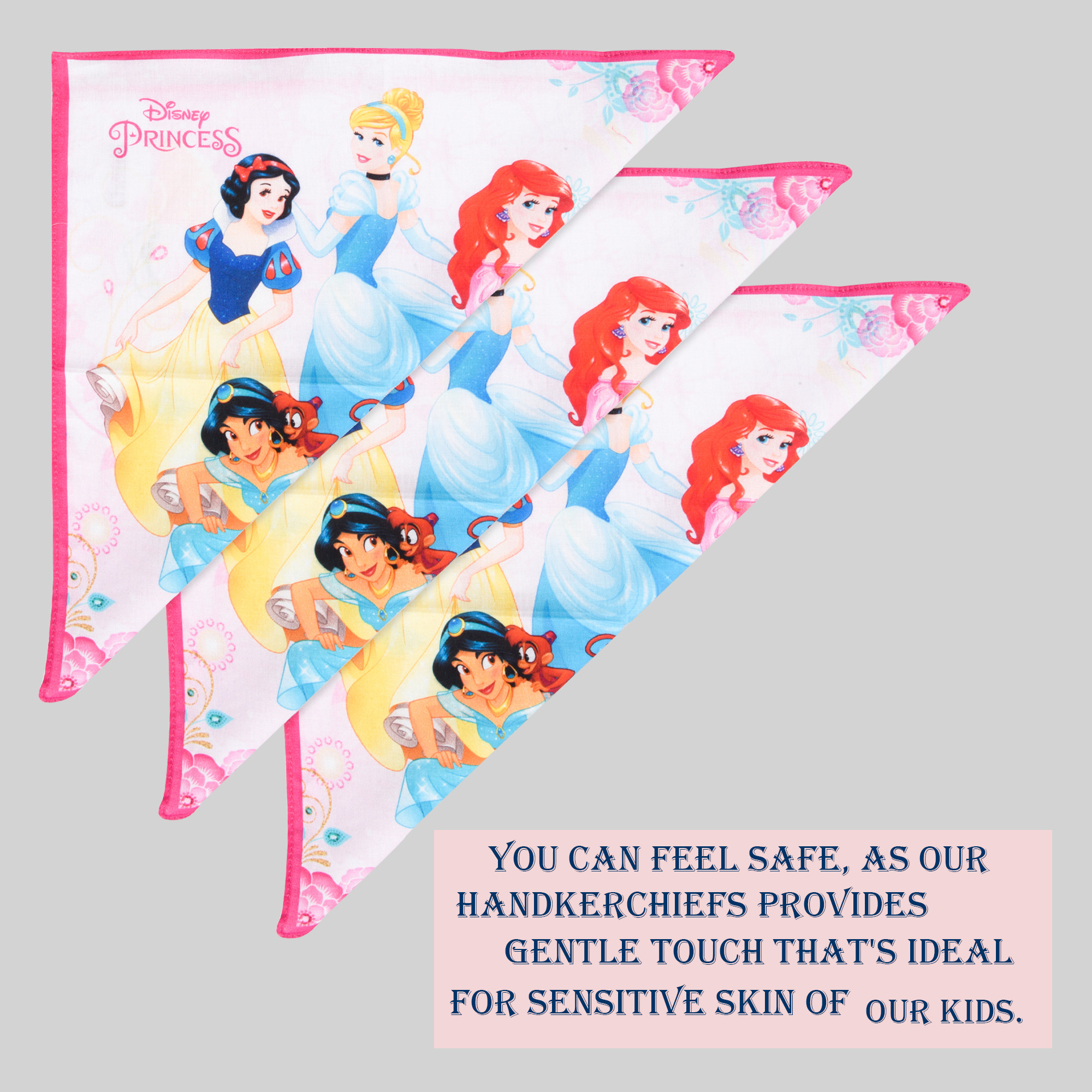 Kuber Industries Pack of 6 Handkerchiefs  Disney Princess   Cotton Handkerchiefs for Boys  Girls  Premium Handkerchiefs  Rumal for Boys  Girls  Hankies for Gifting  Pink