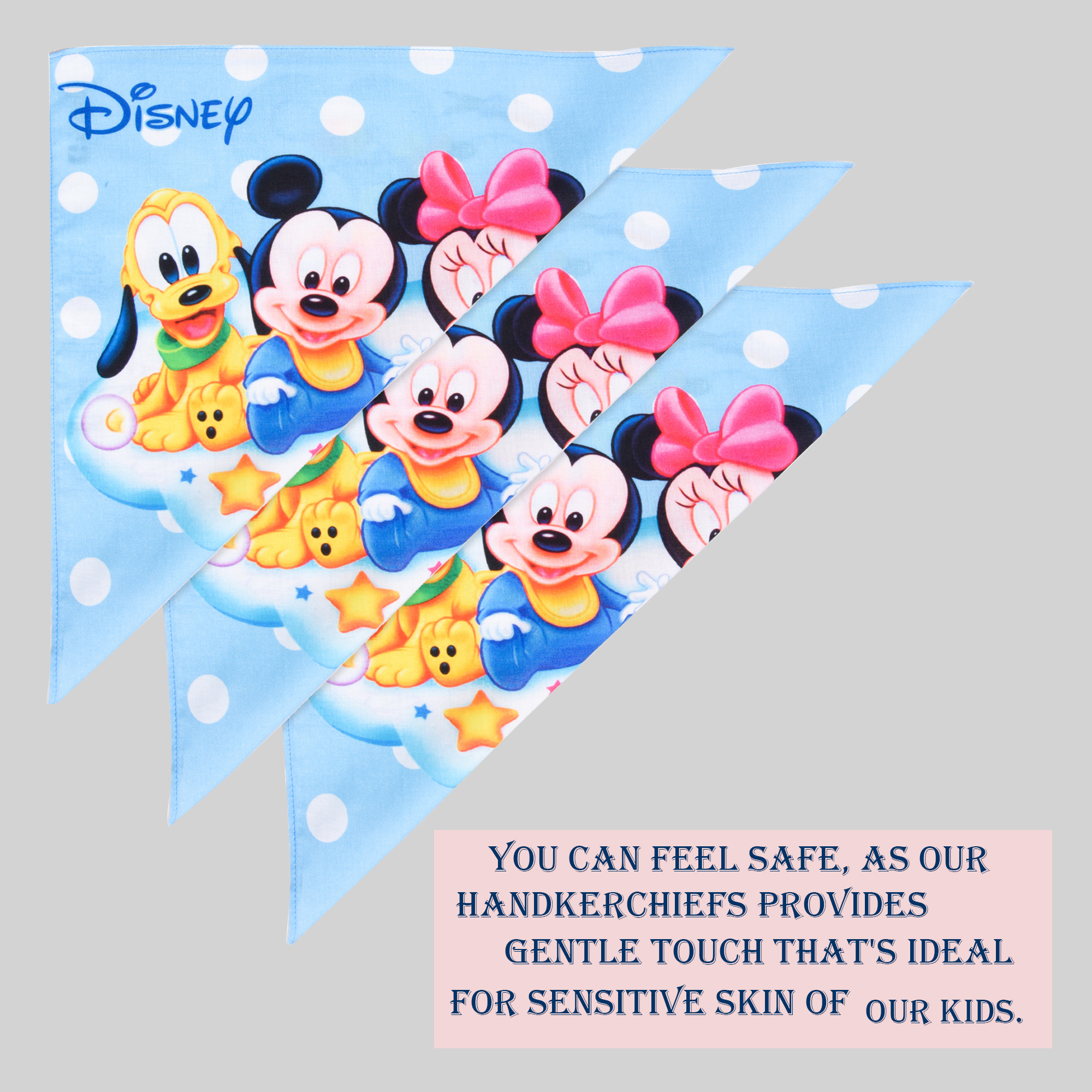 Kuber Industries Pack of 6 Handkerchiefs  Disney Team   Cotton Handkerchiefs for Boys  Girls  Premium Handkerchiefs  Rumal for Boys  Girls  Hankies for Gifting  Sky Blue