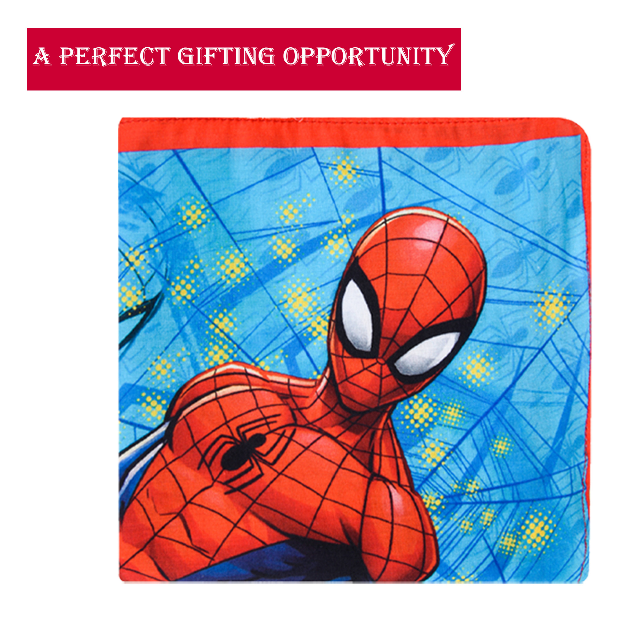 Kuber Industries Pack of 6 Handkerchiefs  Marvel Spiderman   Cotton Handkerchiefs for Boys  Girls  Premium Handkerchiefs  Rumal for Boys  Girls  Hankies for Gifting  Blue
