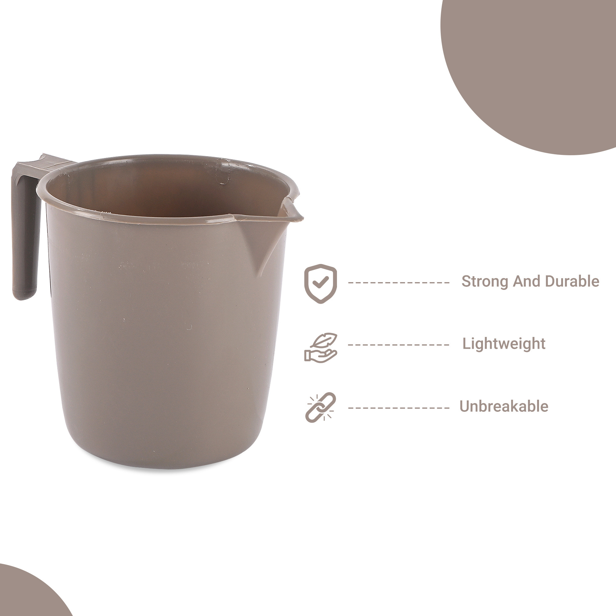 Kuber Industries Pack of 6 Multi-Functional 1 Ltr Plastic Mug for Bathroom  Durable for Daily Use in Bathrooms  Sturdy and Lightweight Bathing Mug for Rinsing and Showering  Brown