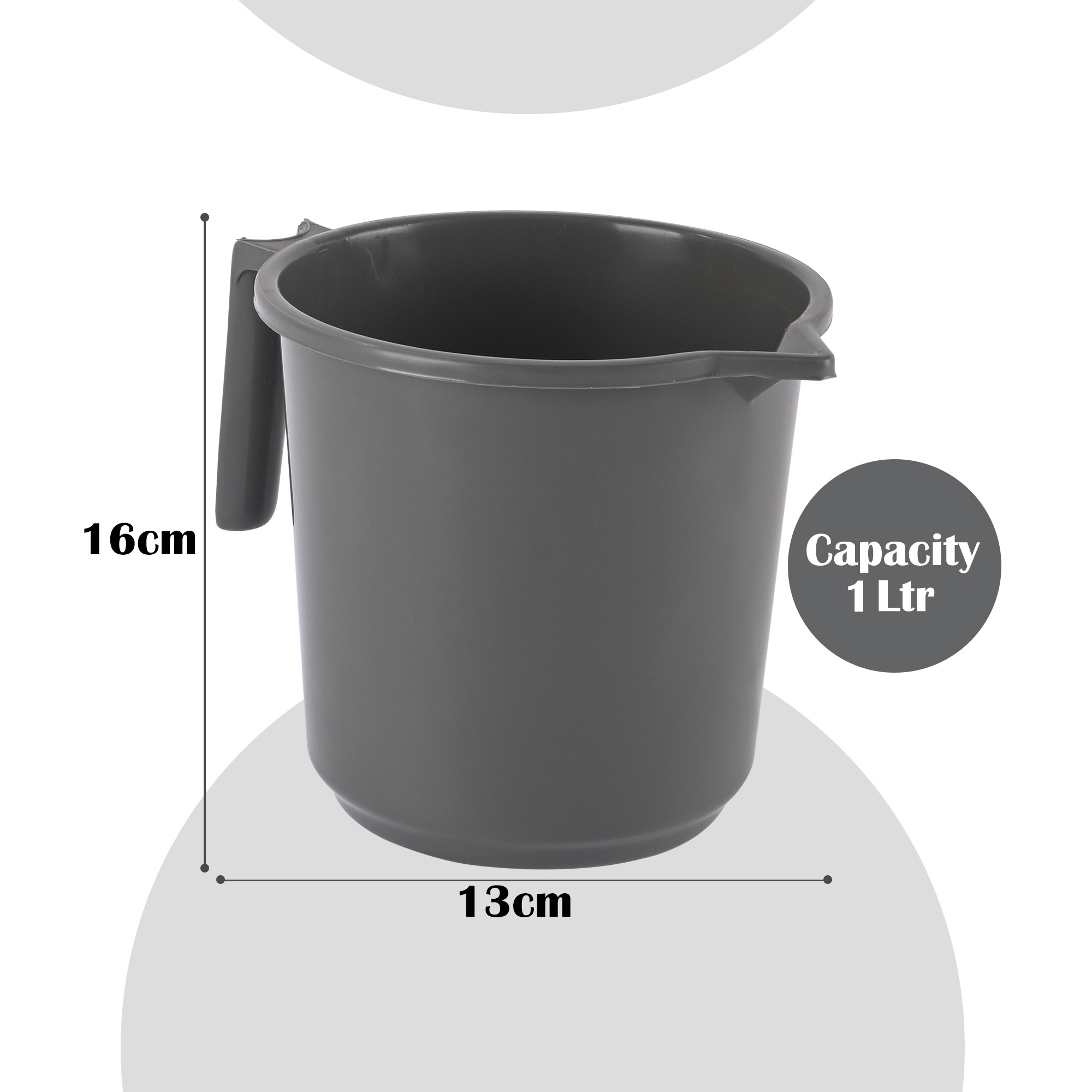 Kuber Industries Pack of 6 Multi-Functional 1 Ltr Plastic Mug for Bathroom  Durable for Daily Use in Bathrooms  Sturdy and Lightweight Bathing Mug for Rinsing and Showering  Grey
