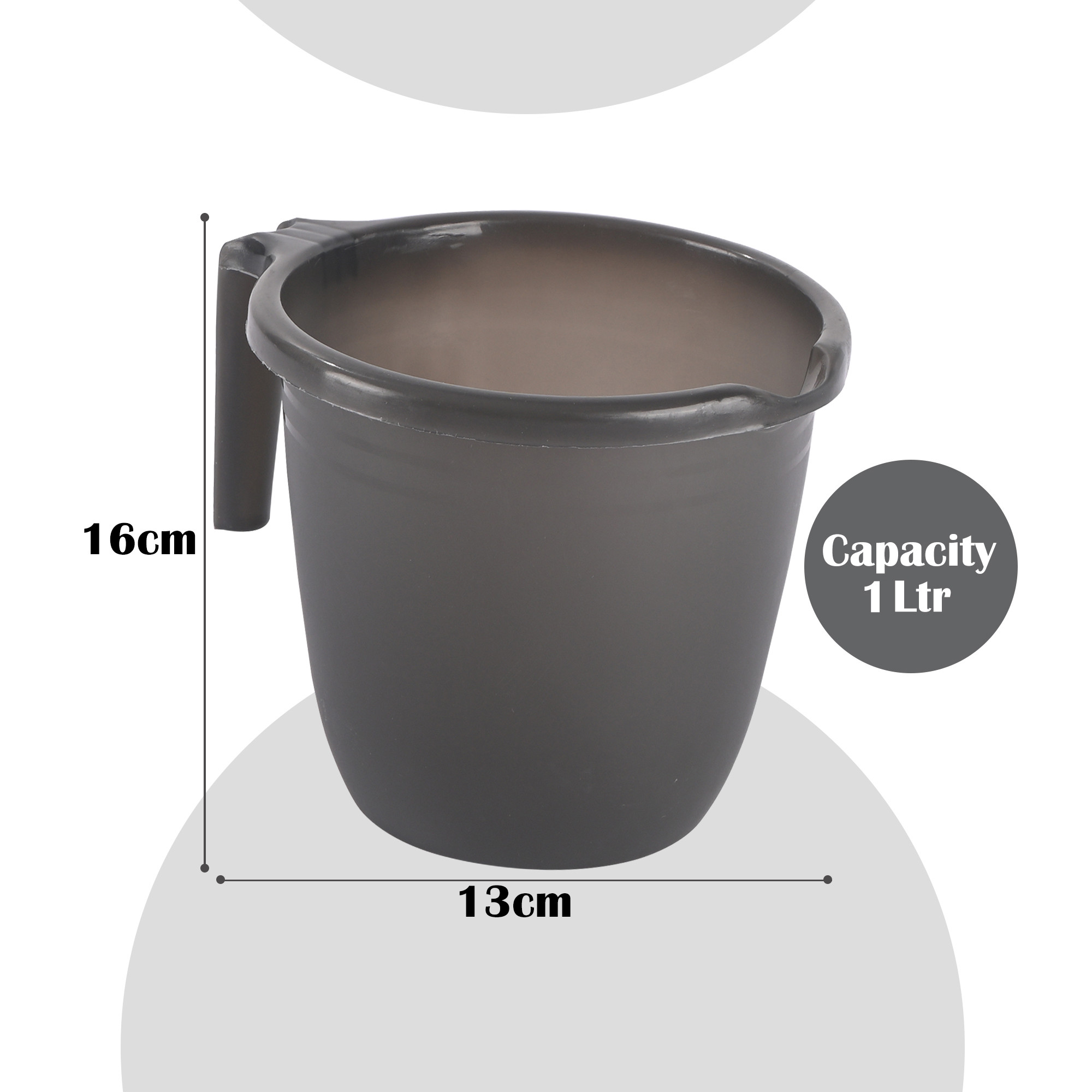 Kuber Industries Pack of 6 Multi-Functional 1 Ltr Plastic Mug for Bathroom  Durable for Daily Use in Bathrooms  Sturdy and Lightweight Bathing Mug for Rinsing and Showering  Black
