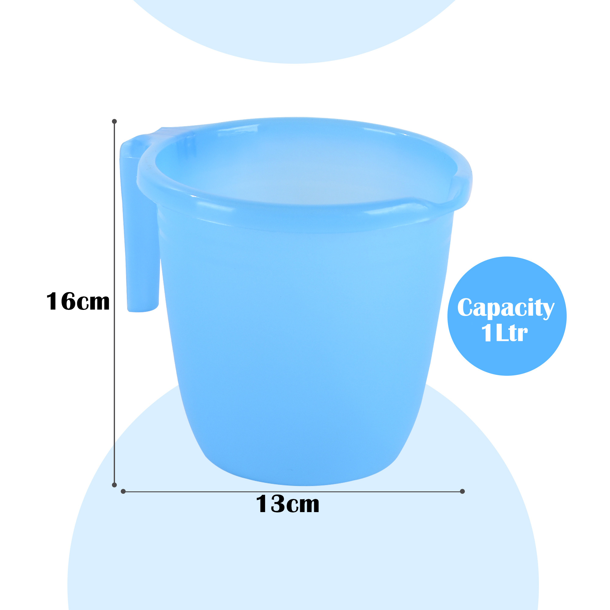 Kuber Industries Pack of 6 Multi-Functional 1 Ltr Plastic Mug for Bathroom  Durable for Daily Use in Bathrooms  Sturdy and Lightweight Bathing Mug for Rinsing and Showering  Sky Blue