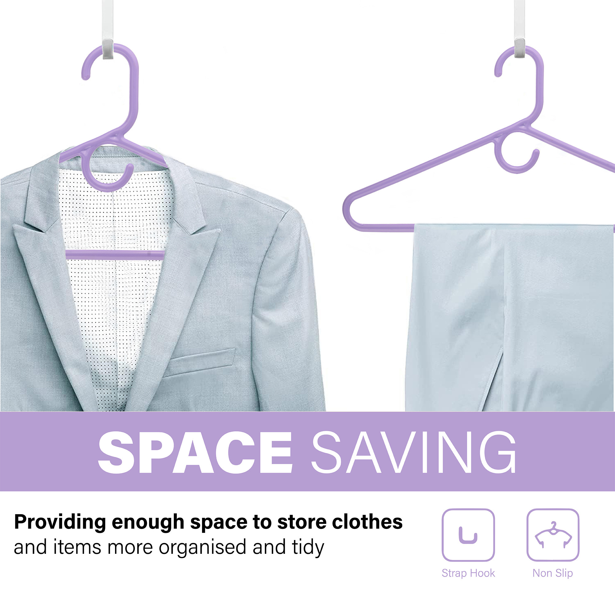 Kuber Industries Pack of 6 Multipurpose Cloth Hangers for Wardrobe  Plastic Hangers for Clothes Shirt Saree Bra Pant Shawl  Cap  Hangers for Cloth  American Style  Purple