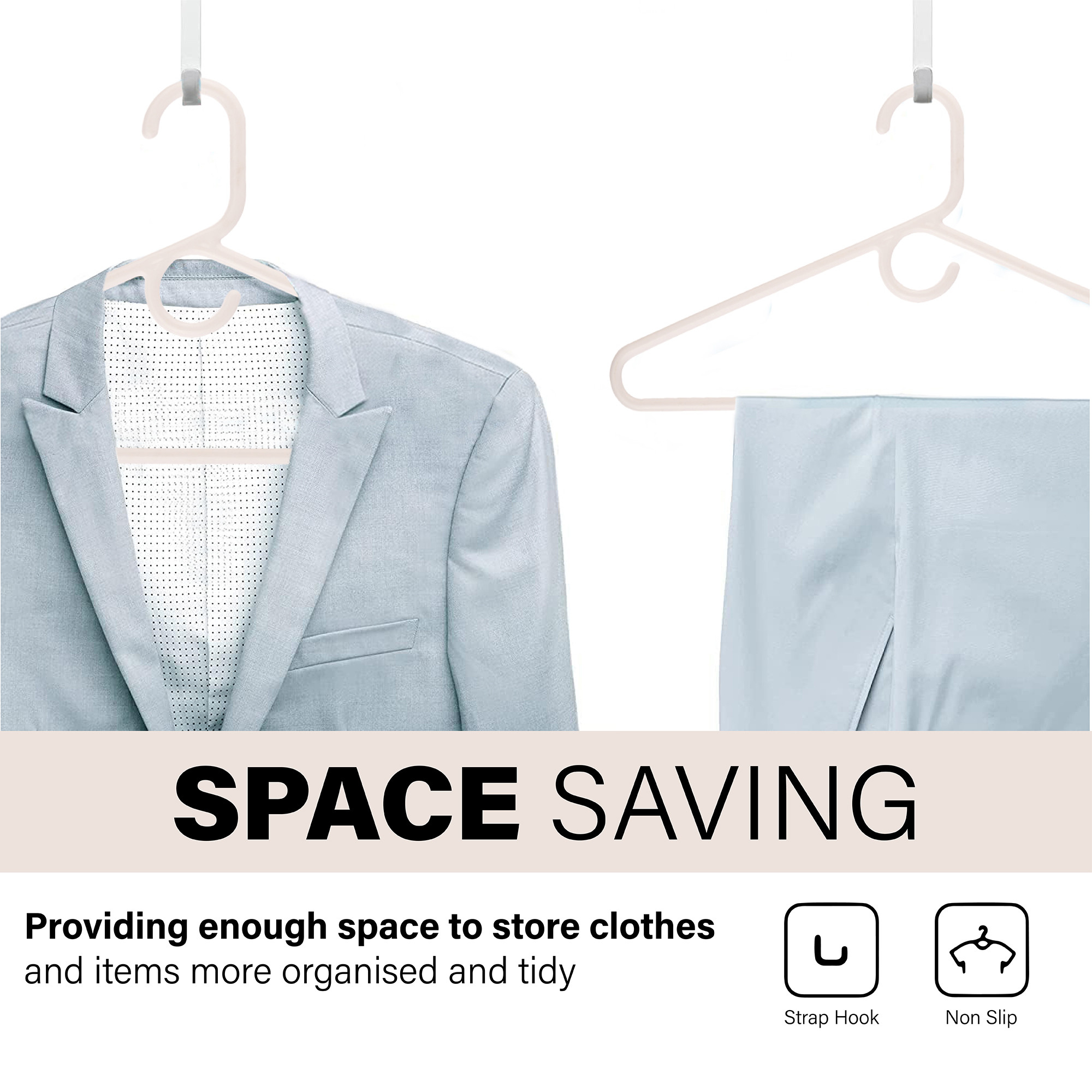 Kuber Industries Pack of 6 Multipurpose Cloth Hangers for Wardrobe  Plastic Hangers for Clothes Shirt Saree Bra Pant Shawl  Cap  Hangers for Cloth  American Style  White