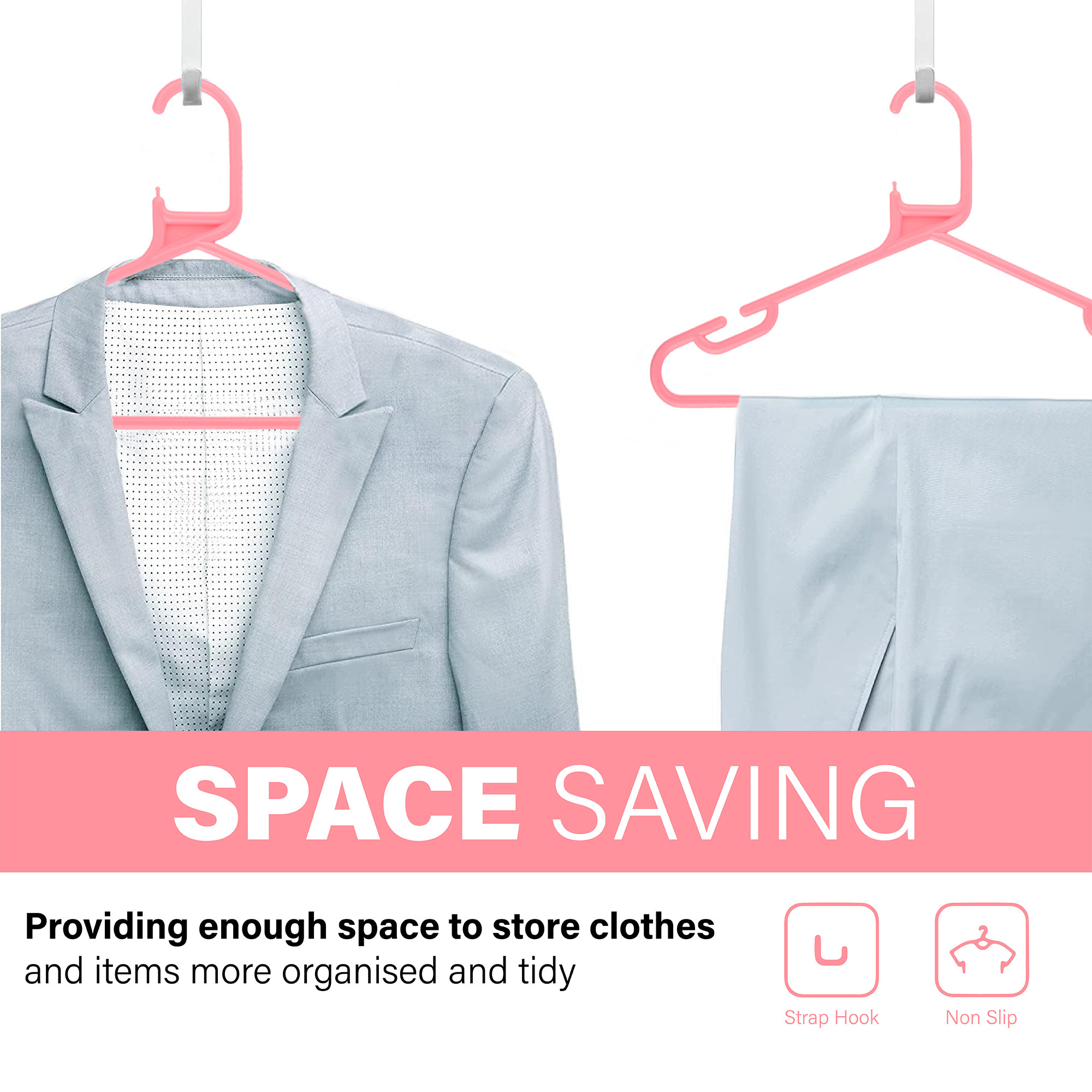 Kuber Industries Pack of 6 Multipurpose Cloth Hangers for Wardrobe  Plastic Hangers for Clothes Shirt Saree Bra Pant Shawl  Cap  Hangers for Cloth  European Style  Pink