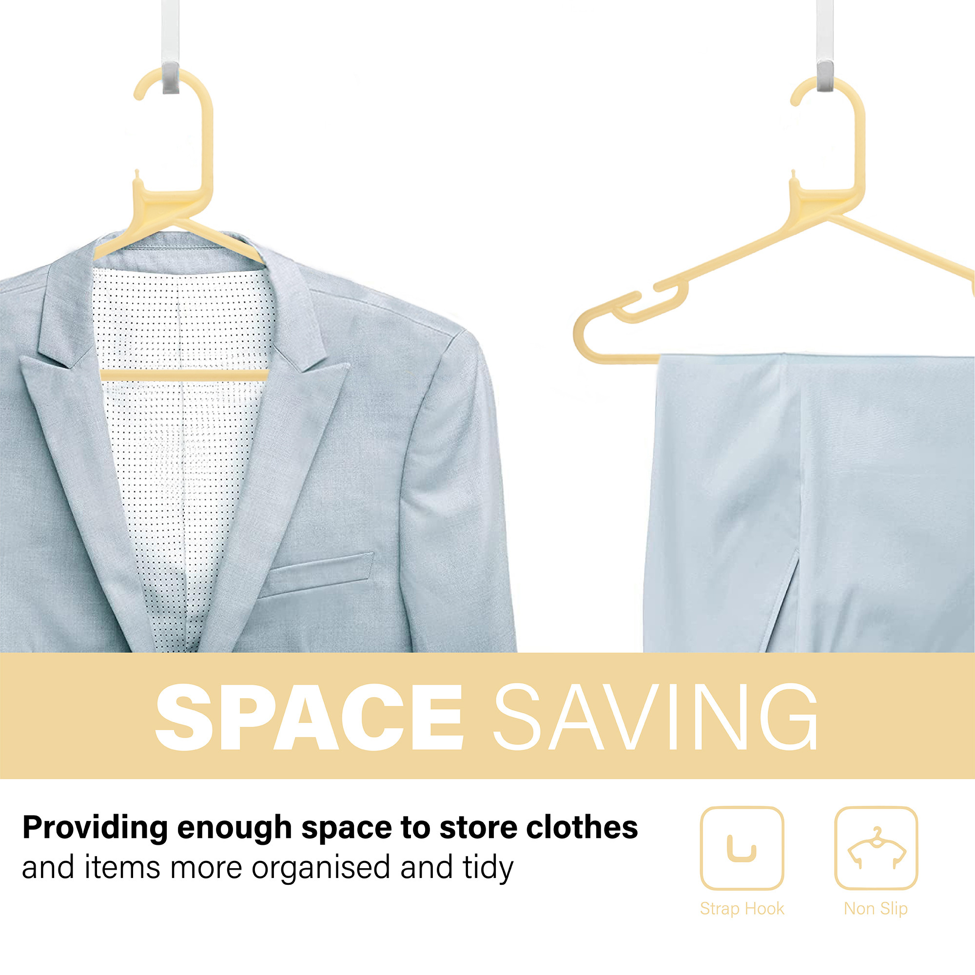 Kuber Industries Pack of 6 Multipurpose Cloth Hangers for Wardrobe  Plastic Hangers for Clothes Shirt Saree Bra Pant Shawl  Cap  Hangers for Cloth  European Style  Cream