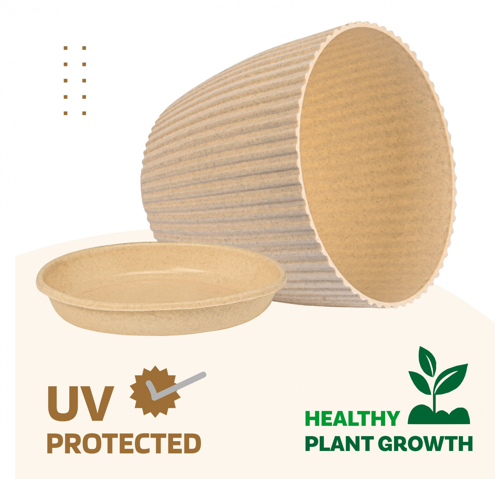 Kuber Industries Pack of 6 Plastic Pots for Plants  Flowers - Lightweight  Modern Indoor Tree GamlaFuldaniPlanters  9 Inches  Marble Mega  Beige