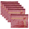 Pack of 6 Single Saree Bags | Wardrobe Storage Bag for Clothes | Lightweight-Portable Garments Bag | Top Visible Window Single Packing Cloth Bag | Bow Golden Printed | Maroon