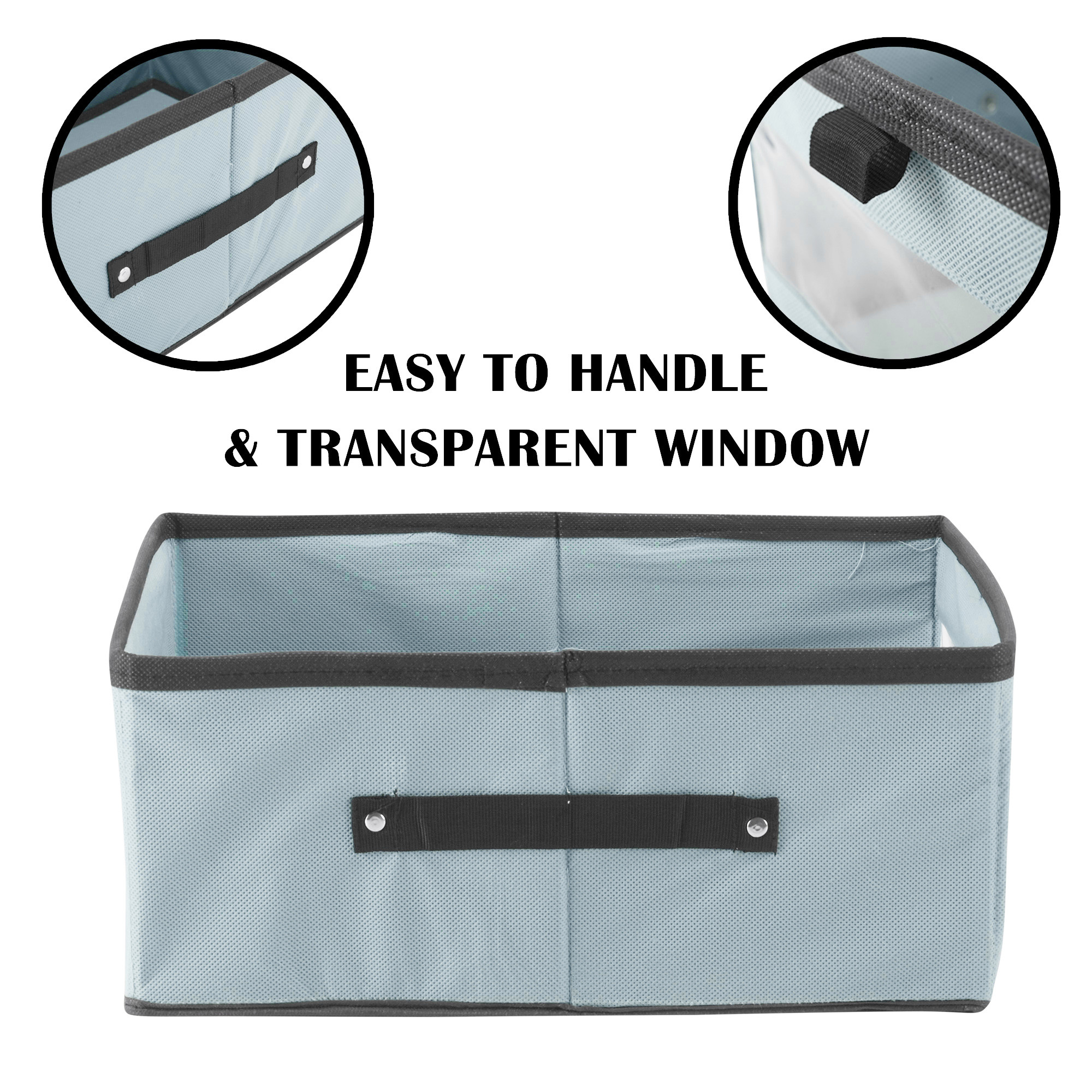 Kuber Industries Pack of 6 Storage Box  Wardrobe Organizer  Foldable Storage Organizer with Transparent Window  Closet Drawer Organizer for Saree Shirts Blankets Books  Toys  Grey