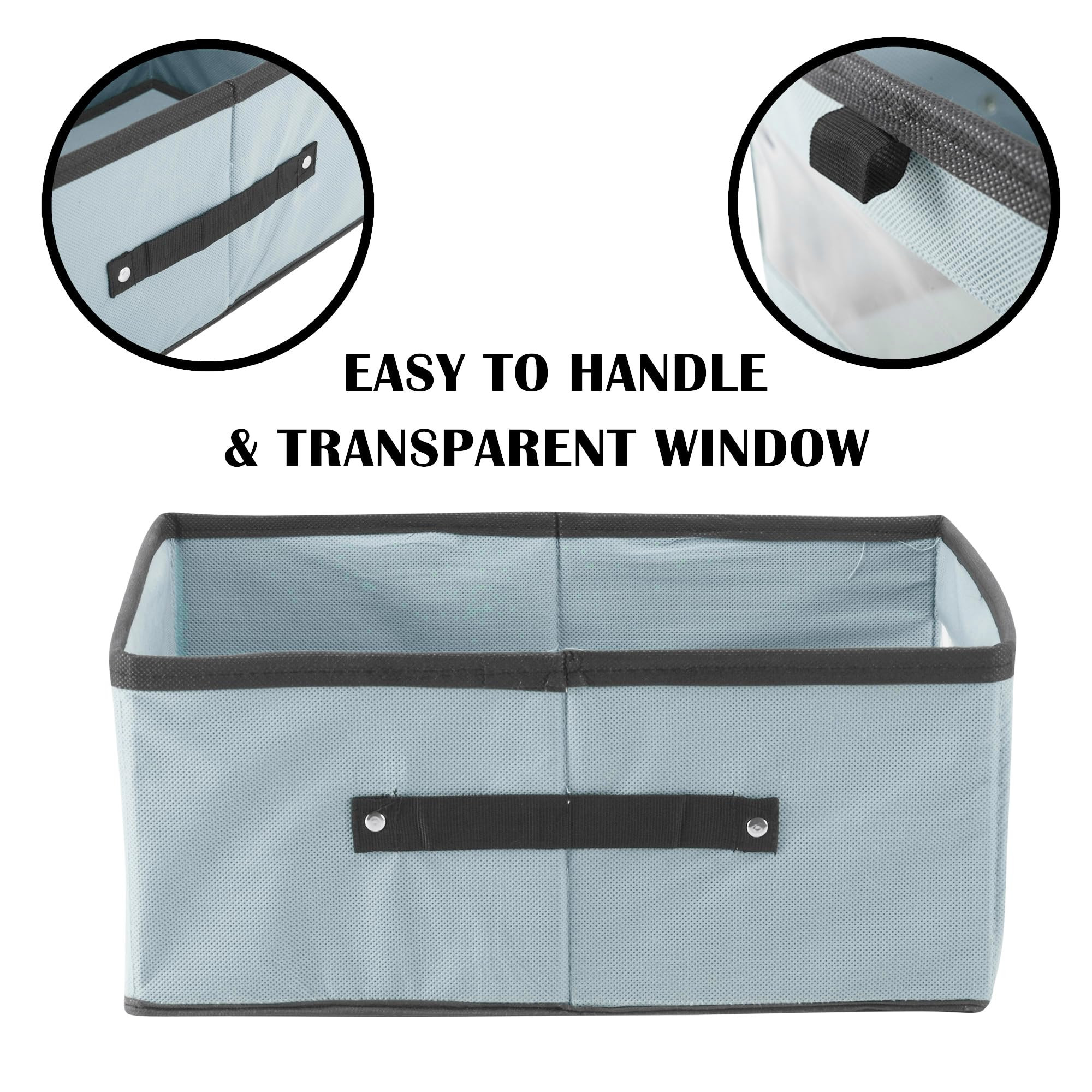 Kuber Industries Pack of 6 Storage Box  Wardrobe Organizer  Foldable Storage Organizer with Transparent Window  Closet Drawer Organizer for Saree Shirts Blankets Books  Toys  Grey