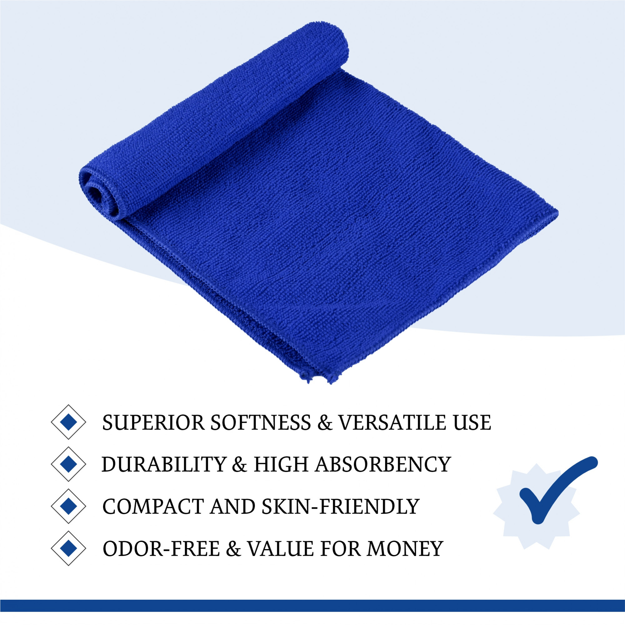 Kuber Industries Pack of 6 Super Absorbent  Reusable Microfibre Face Towel for Women  15x15 In  250 GSM Kids Soft  Easy to Wash Small Towels for Face and Hand  Plain Royal Blue