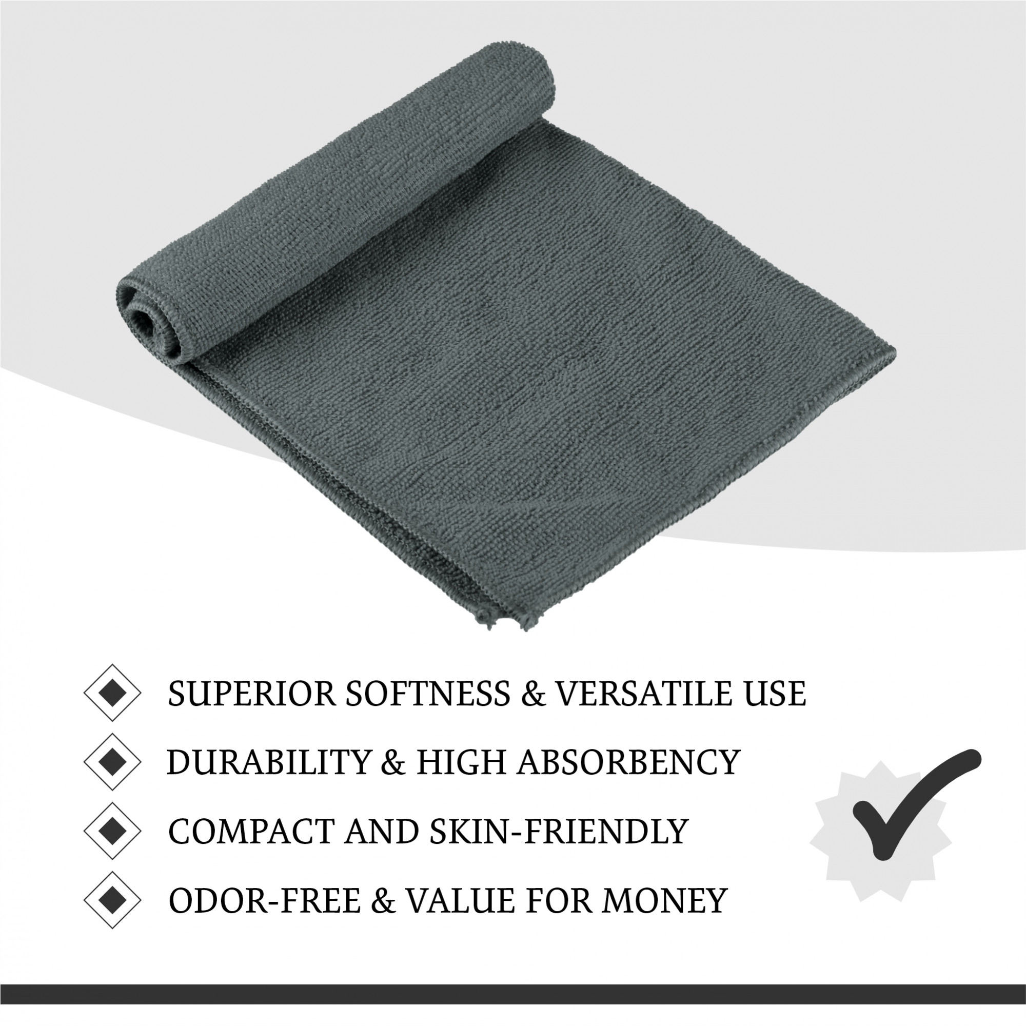 Kuber Industries Pack of 6 Super Absorbent  Reusable Microfibre Face Towel for Women  15x15 In  250 GSM Kids Soft  Easy to Wash Small Towels for Face and Hand  Plain Ash Grey