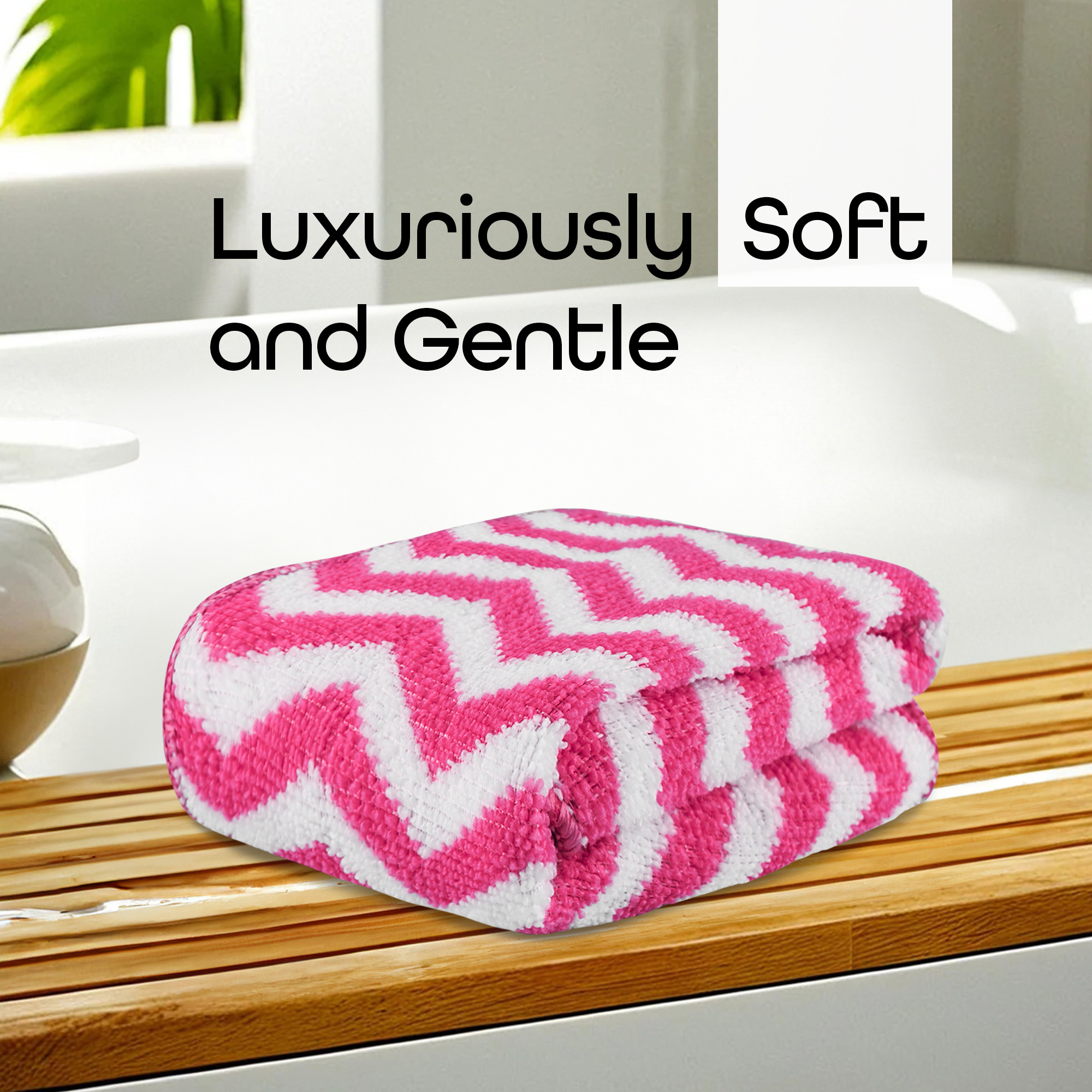 Kuber Industries Pack of 6 Super Absorbent  Reusable Microfibre Face Towel for Women  15x15 In  250 GSM Kids Soft  Easy to Wash Small Towels for Face and Hand  Zig Zag Pink