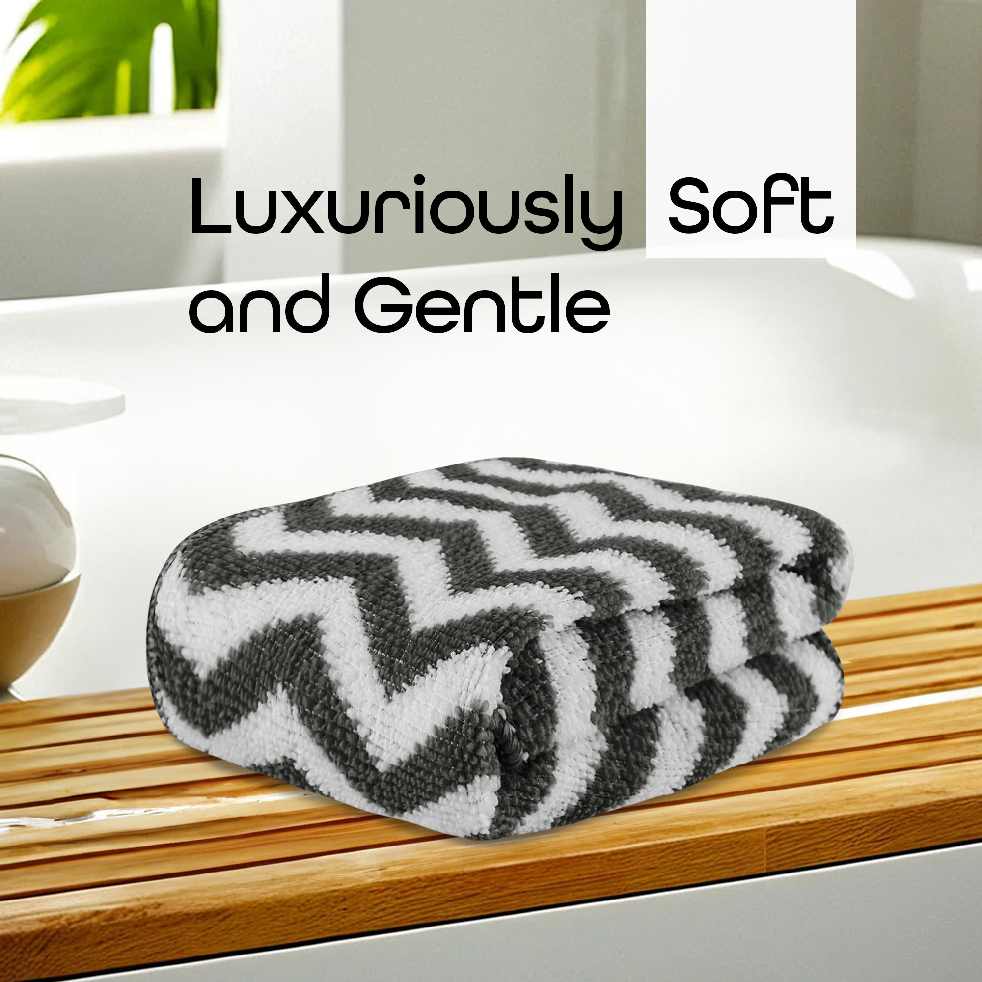 Kuber Industries Pack of 6 Super Absorbent  Reusable Microfibre Face Towel for Women  15x15 In  250 GSM Kids Soft  Easy to Wash Small Towels for Face and Hand  Zig Zag Grey