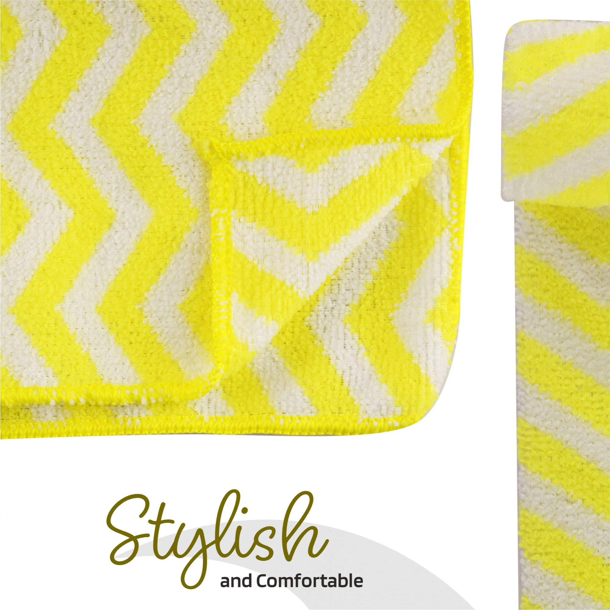 Kuber Industries Pack of 6 Super Absorbent  Reusable Microfibre Face Towel for Women  15x15 In  250 GSM Kids Soft  Easy to Wash Small Towels for Face and Hand  Zig Zag Yellow