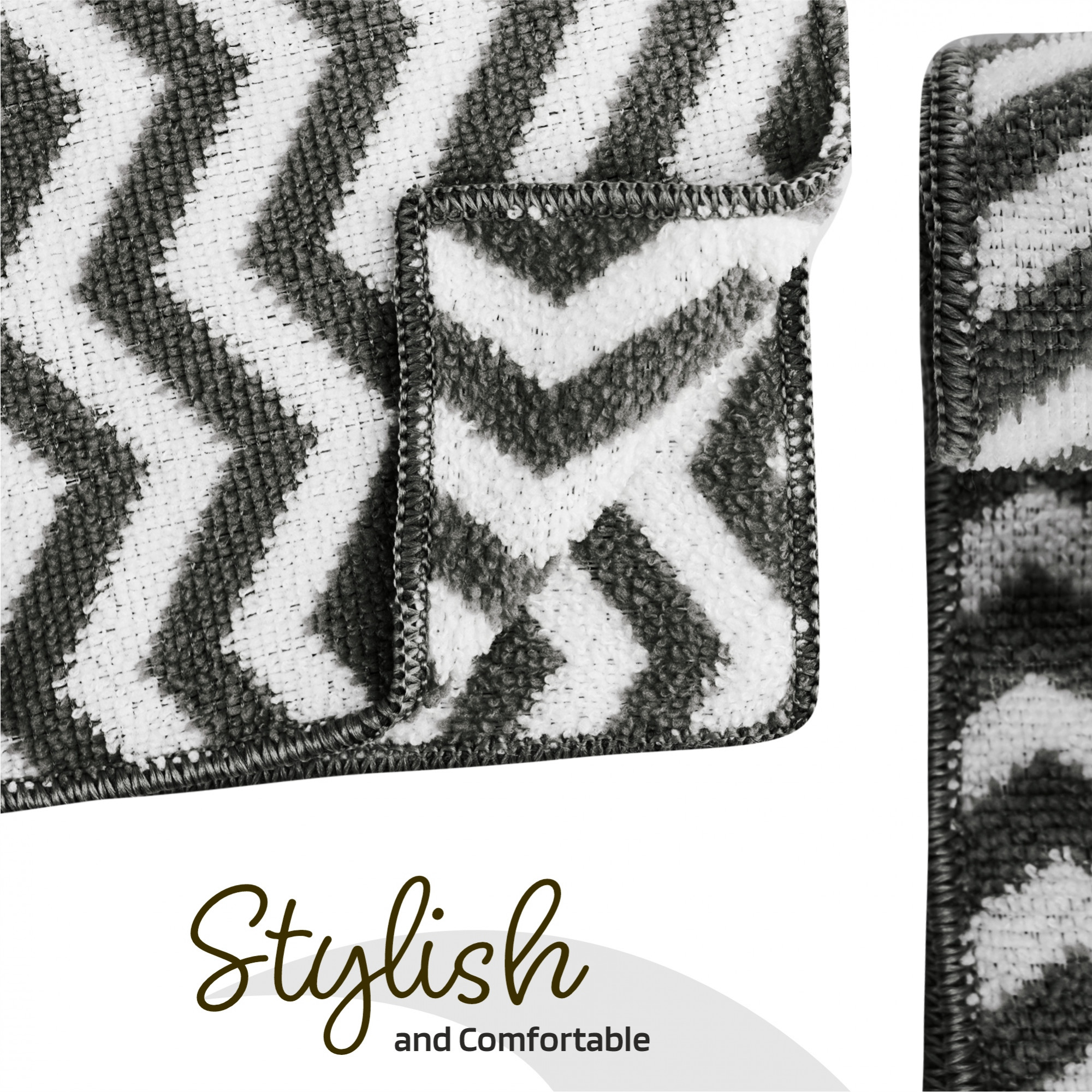Kuber Industries Pack of 6 Super Absorbent  Reusable Microfibre Face Towel for Women  15x15 In  250 GSM Kids Soft  Easy to Wash Small Towels for Face and Hand  Zig Zag Grey