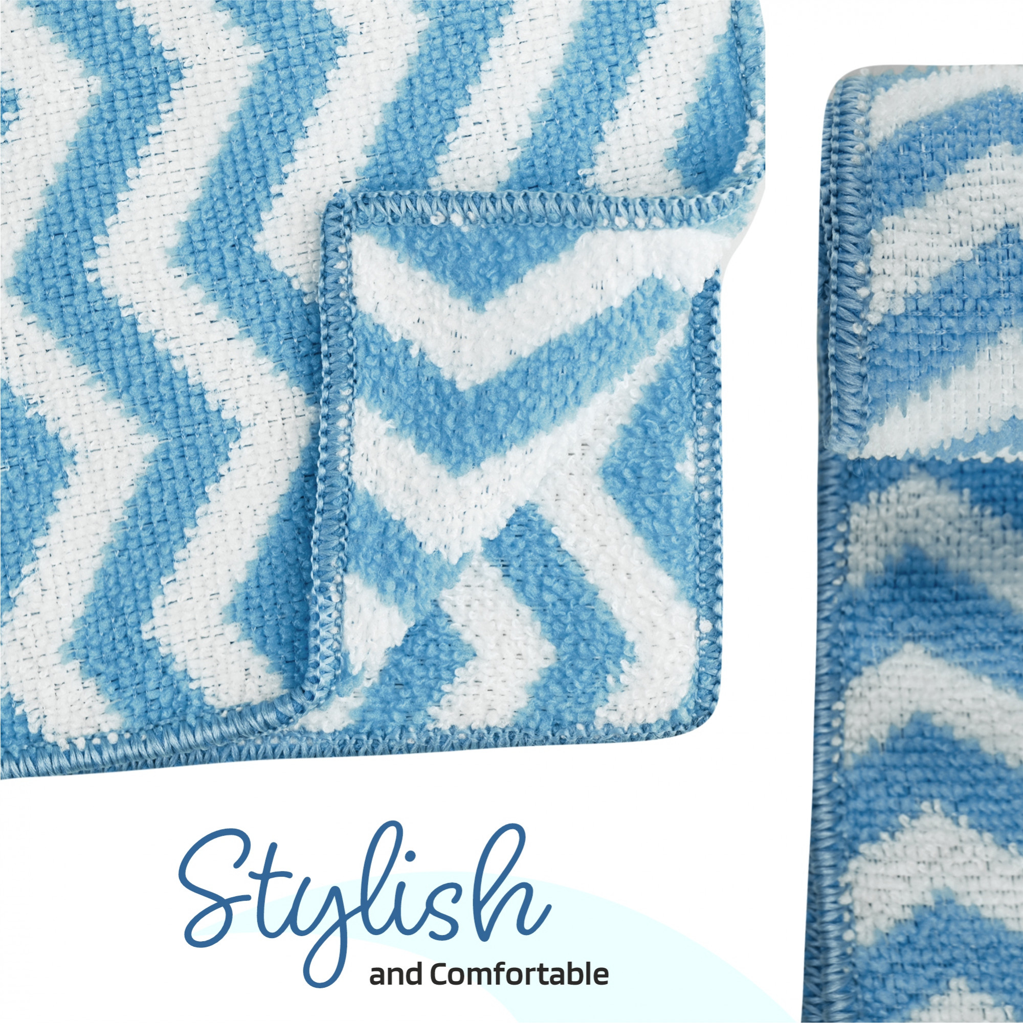 Kuber Industries Pack of 6 Super Absorbent  Reusable Microfibre Face Towel for Women  15x15 In  250 GSM Kids Soft  Easy to Wash Small Towels for Face and Hand  Zig Zag Blue