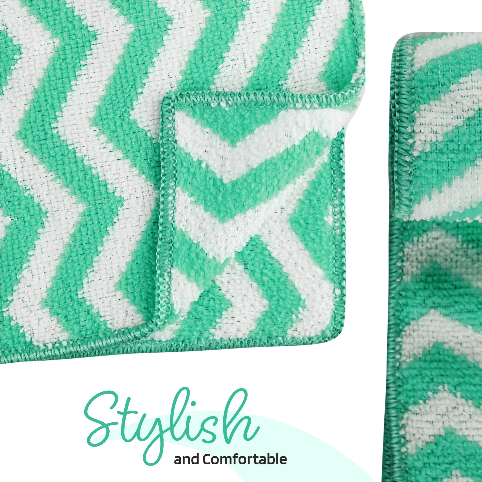 Kuber Industries Pack of 6 Super Absorbent  Reusable Microfibre Face Towel for Women  15x15 In  250 GSM Kids Soft  Easy to Wash Small Towels for Face and Hand  Zig Zag Green