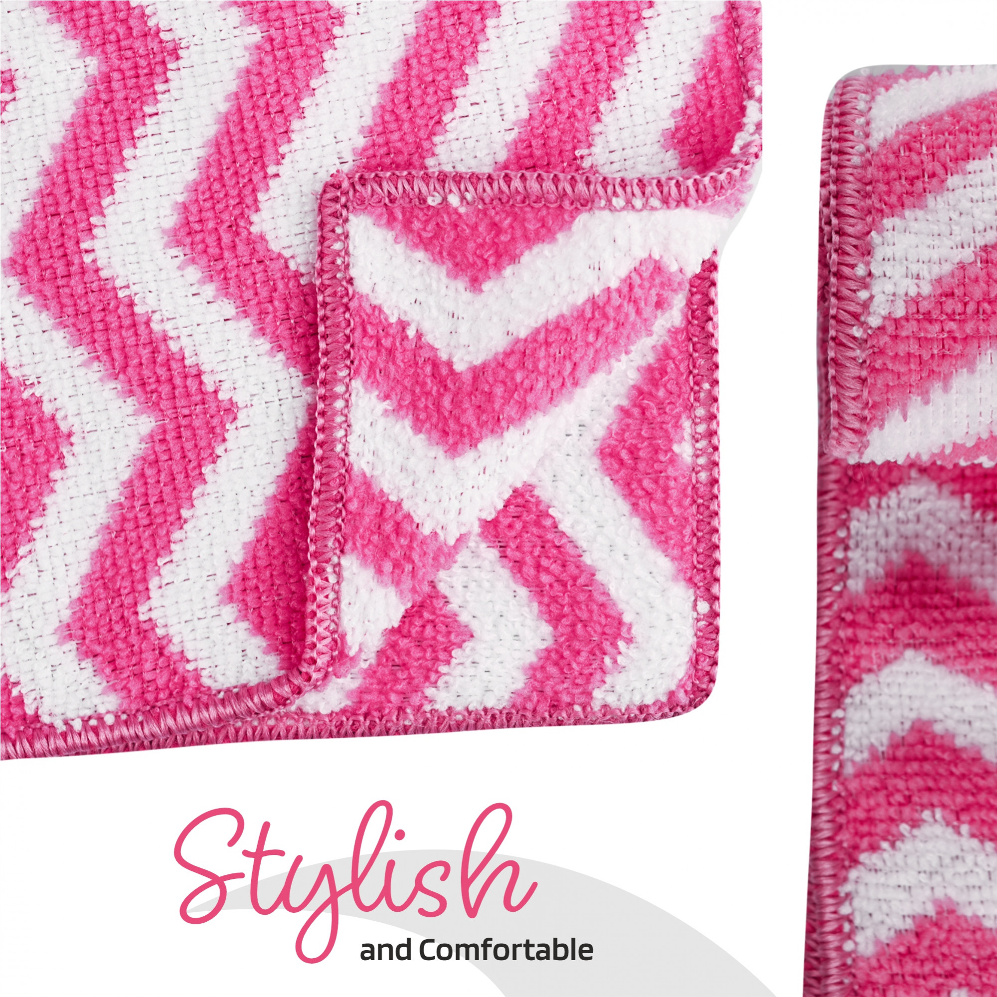 Kuber Industries Pack of 6 Super Absorbent  Reusable Microfibre Face Towel for Women  15x15 In  250 GSM Kids Soft  Easy to Wash Small Towels for Face and Hand  Zig Zag Pink