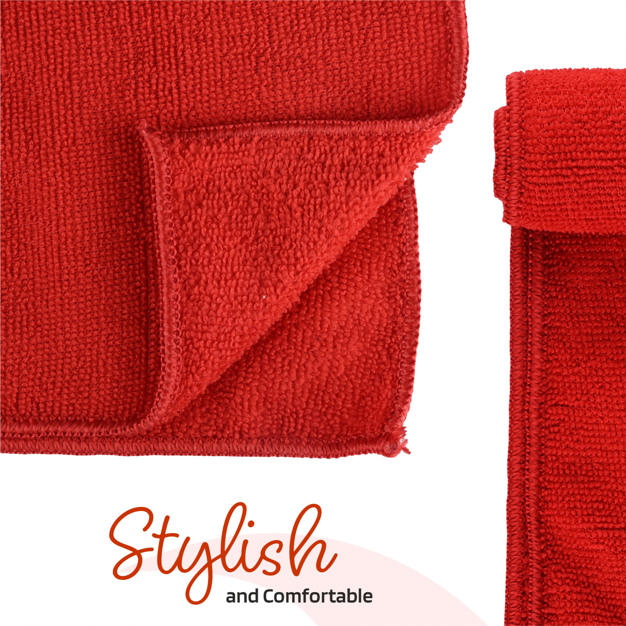 Kuber Industries Pack of 6 Super Absorbent  Reusable Microfibre Face Towel for Women  15x15 In  250 GSM Kids Soft  Easy to Wash Small Towels for Face and Hand  Plain Red
