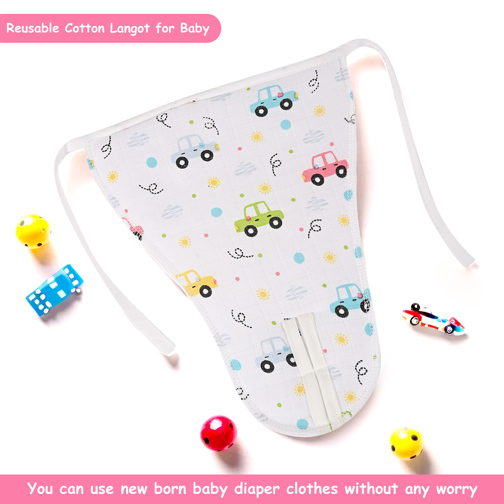 Kuber Industries Pack of 6 Washable  Soft Padded Baby Cotton Nappies  Diapers  Reusable Cotton Langot for Baby 0 to 6 Month - Large  White