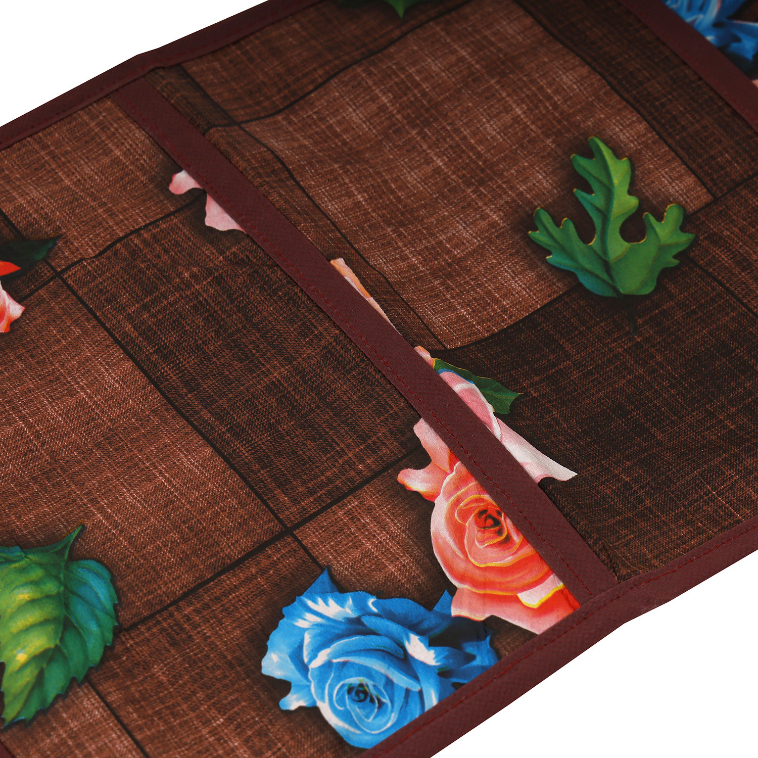 Kuber Industries Paper Holder  Foldable Hanging Organizer  PVC Gulab Document Holder  Wall Hanging Organizer with 3 Pocket  Maroon