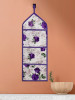 Kuber Industries Paper Holder | Foldable Hanging Organizer | PVC Purple Flower Document Holder | Wall Hanging Organizer with 3 Pocket | White