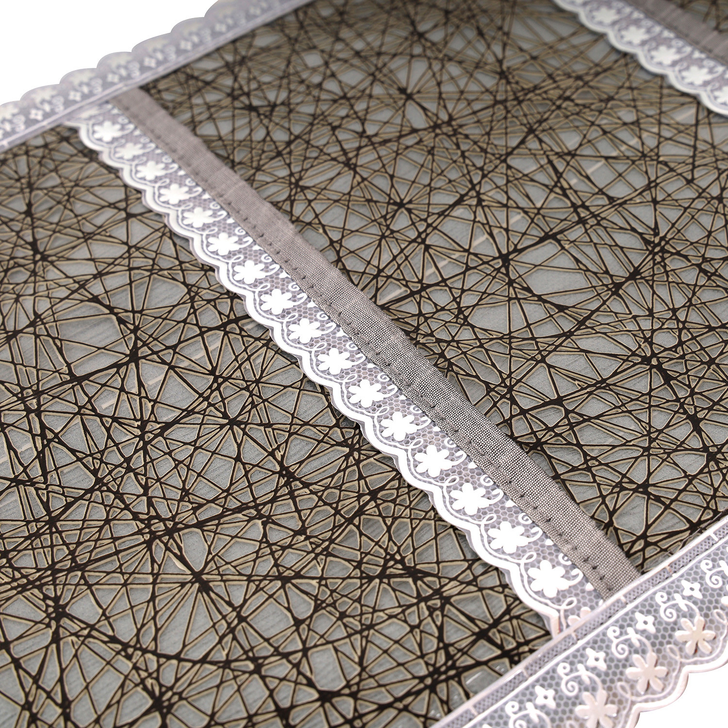 Kuber Industries Paper Holder  Foldable Hanging Organizer  PVC Shining Cross Line Design Document Holder  Wall Hanging Organizer with 3 Pocket  Silver