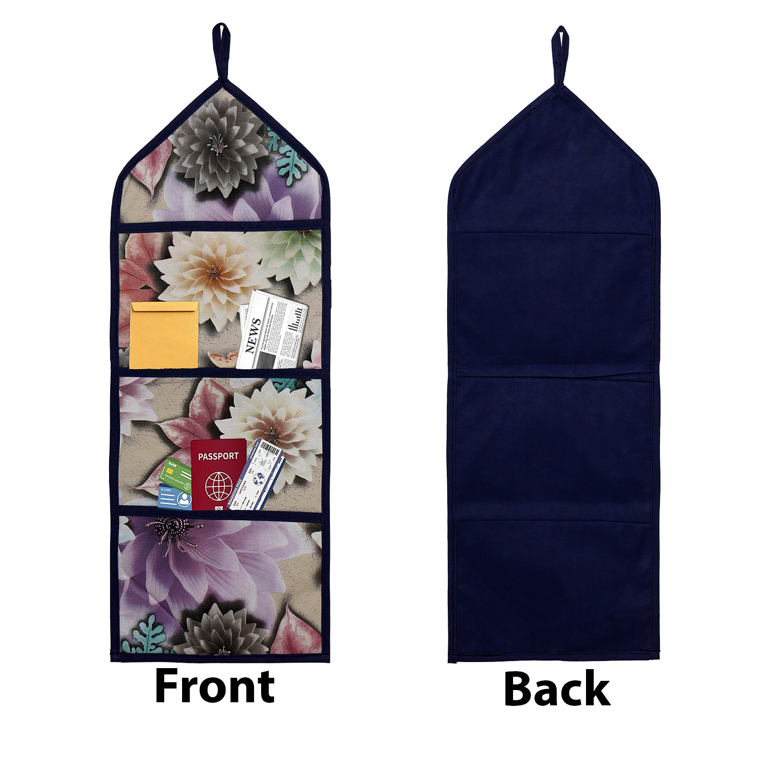 Kuber Industries Paper Holder  Foldable Hanging Organizer  PVC Sunflower Document Holder  Wall Hanging Organizer with 3 Pocket  Brown