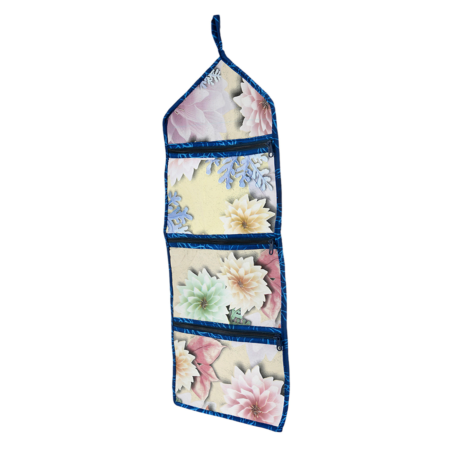 Kuber Industries Paper Holder | Foldable Hanging Organizer | PVC Sunflower Pattern Document Holder | 3 Pocket Wall Hanging Holder with Zipper | Brown