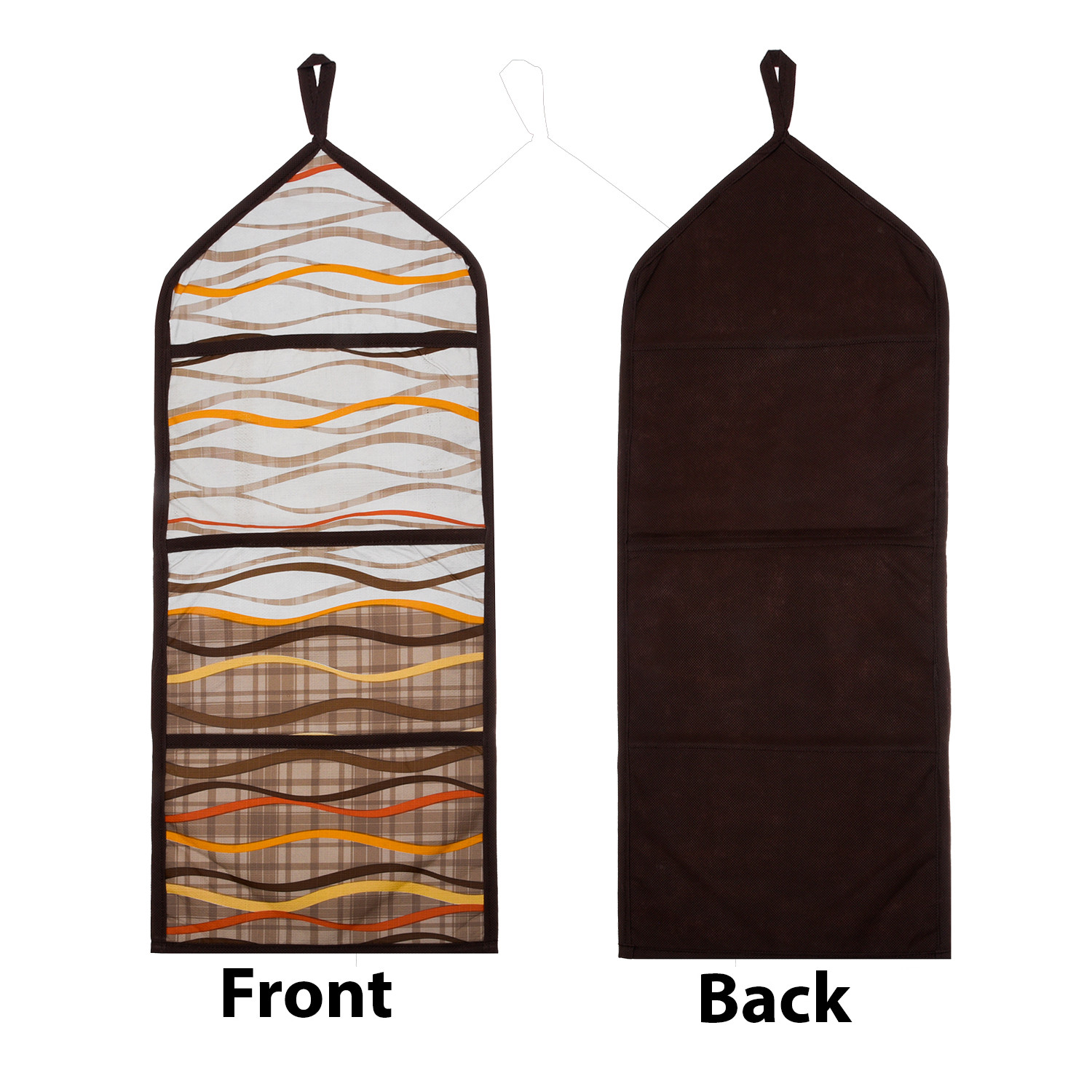 Kuber Industries Paper Holder  Foldable Hanging Organizer  PVC Zig Zag Document Holder  Wall Hanging Organizer with 3 Pocket  Cream