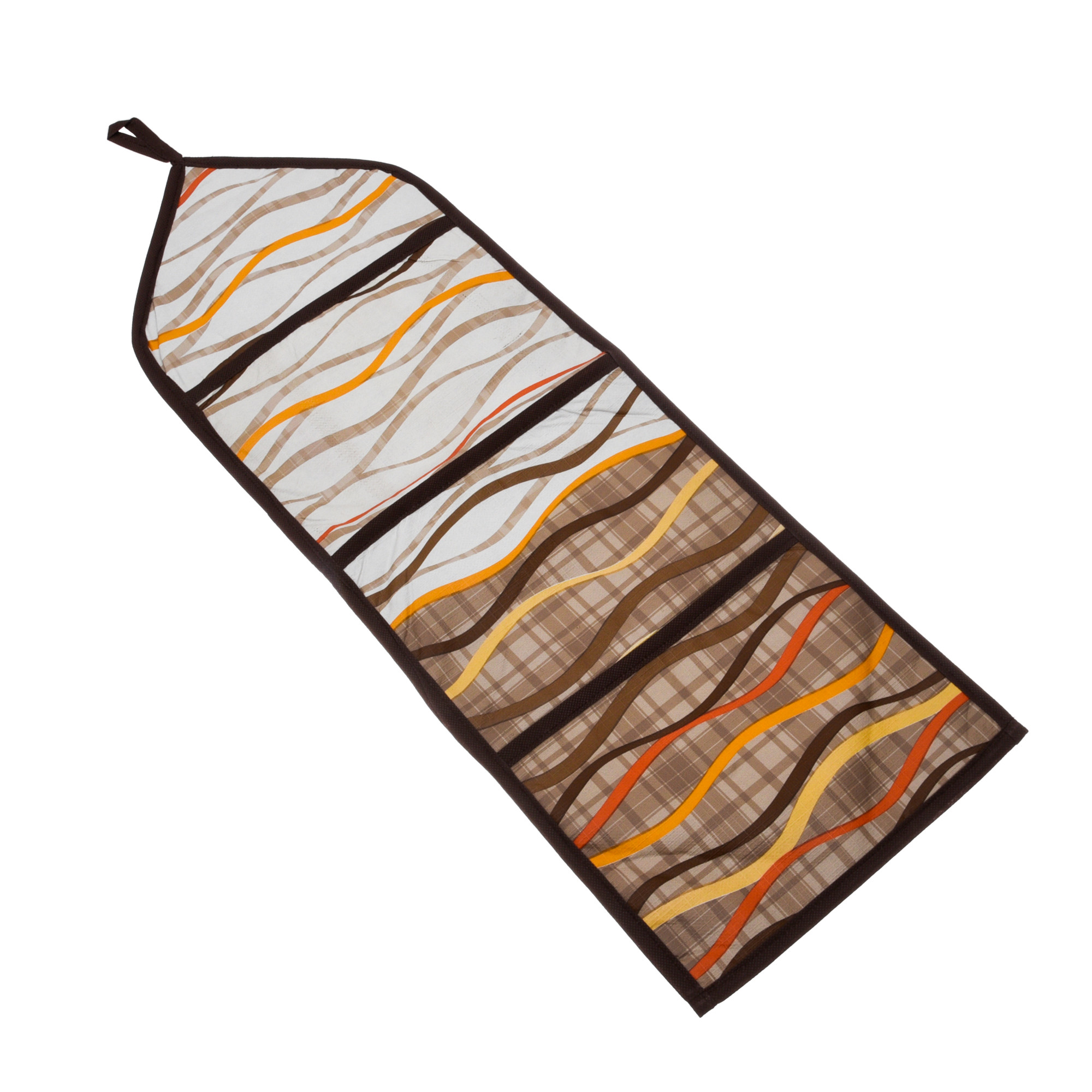 Kuber Industries Paper Holder  Foldable Hanging Organizer  PVC Zig Zag Document Holder  Wall Hanging Organizer with 3 Pocket  Cream