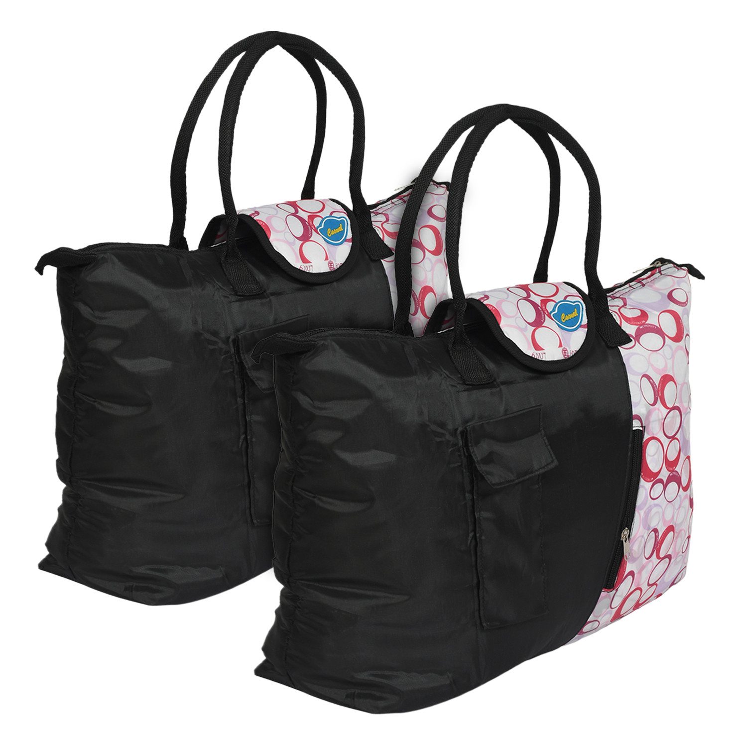 Kuber Industries Parachute Circle Print Shoulder Bag/Shopping Bag For Home & Travling With Handle (Black) 54KM4190