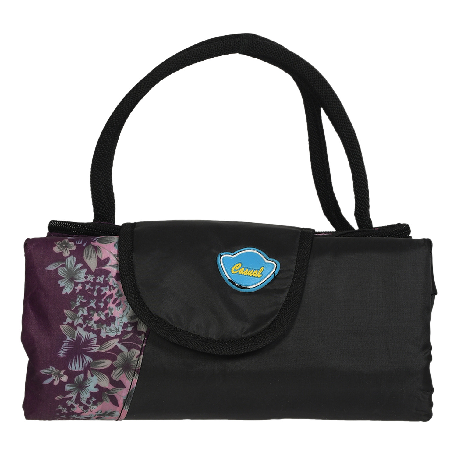 Kuber Industries Parachute Floral Print Shoulder Bag/Shopping Bag For Home & Travling With Handle (Pink) 54KM4194