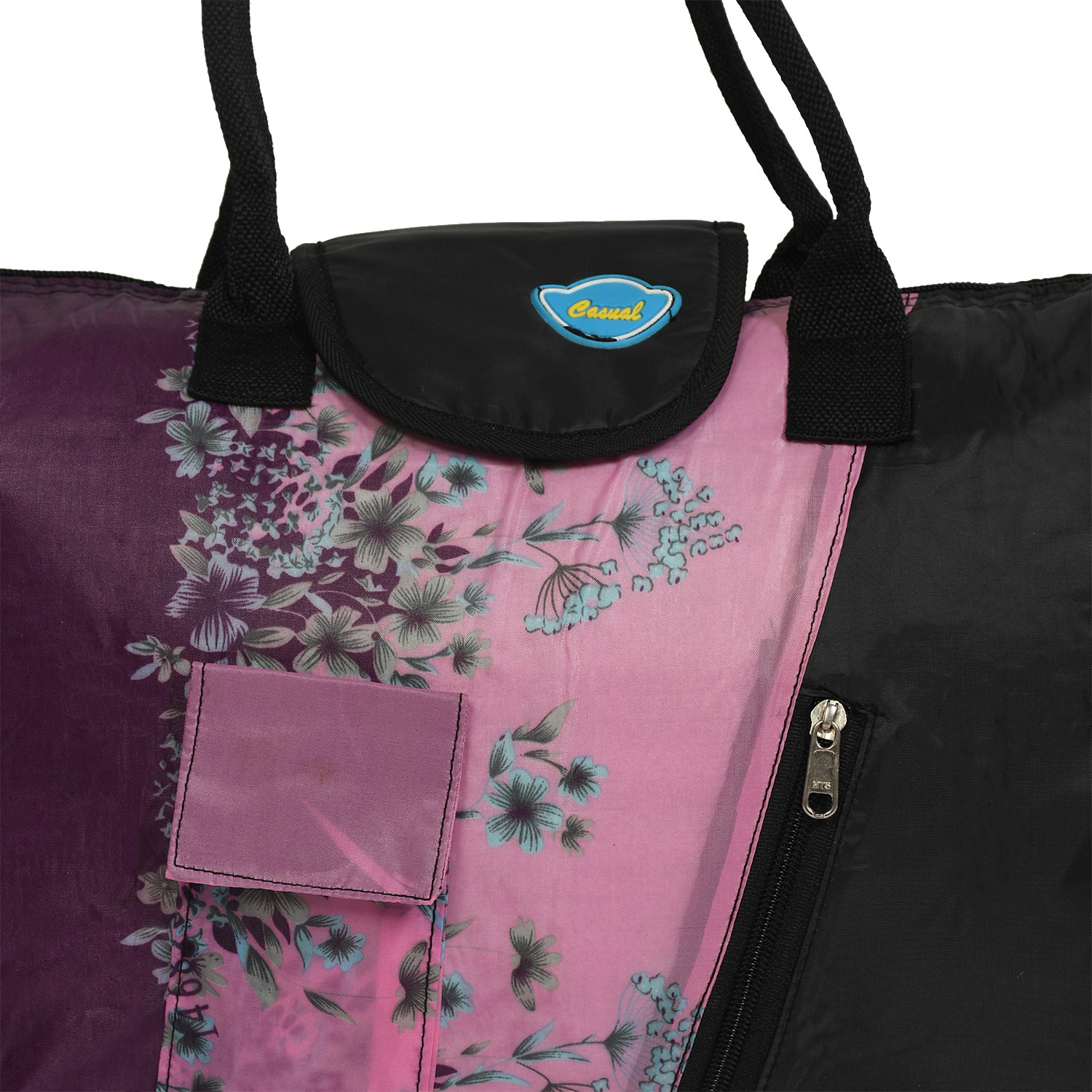 Kuber Industries Parachute Floral Print Shoulder Bag/Shopping Bag For Home & Travling With Handle (Pink) 54KM4194
