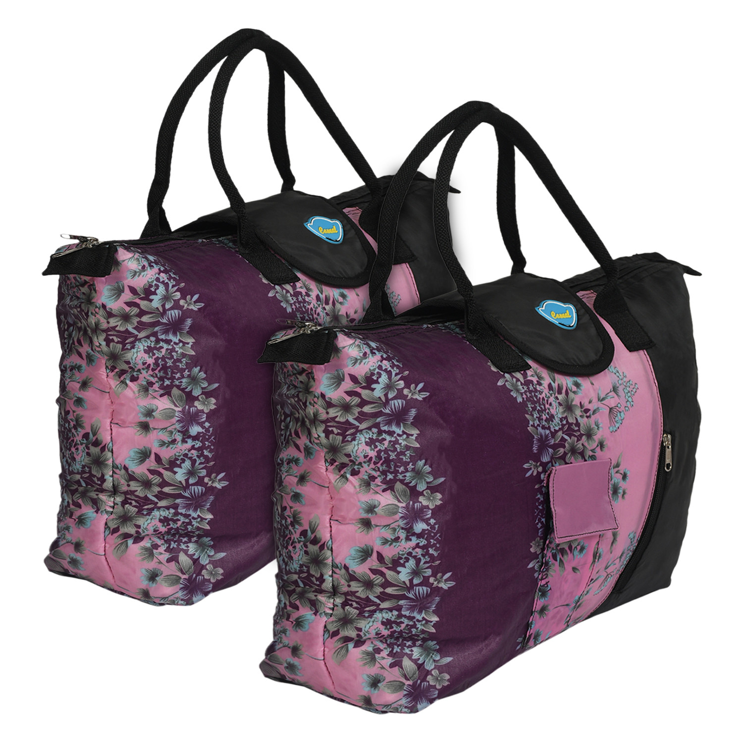 Kuber Industries Parachute Floral Print Shoulder Bag/Shopping Bag For Home & Travling With Handle (Pink) 54KM4194