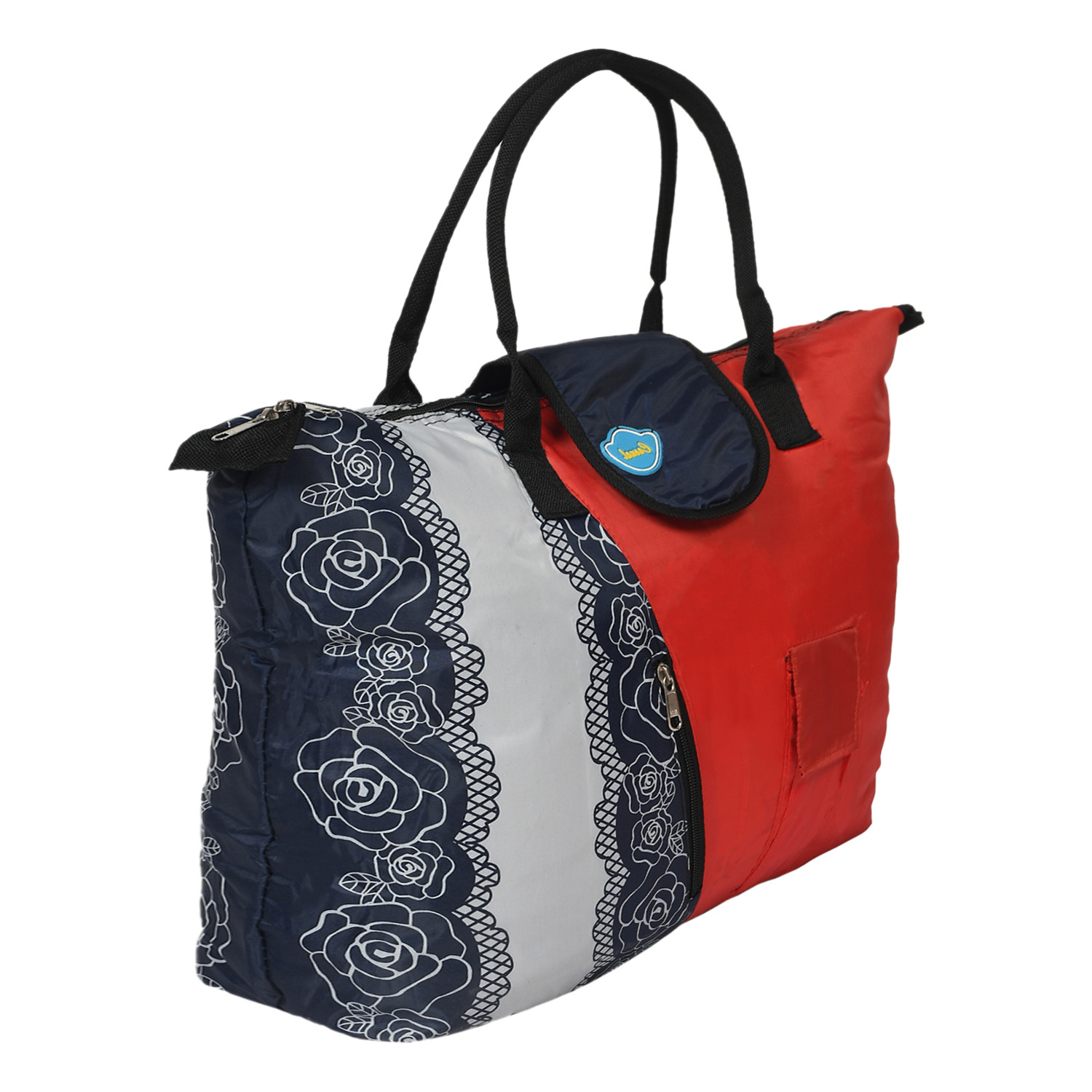 Kuber Industries Parachute Floral Print Shoulder Bag/Shopping Bag For Home & Travling With Handle (Red) 54KM4192