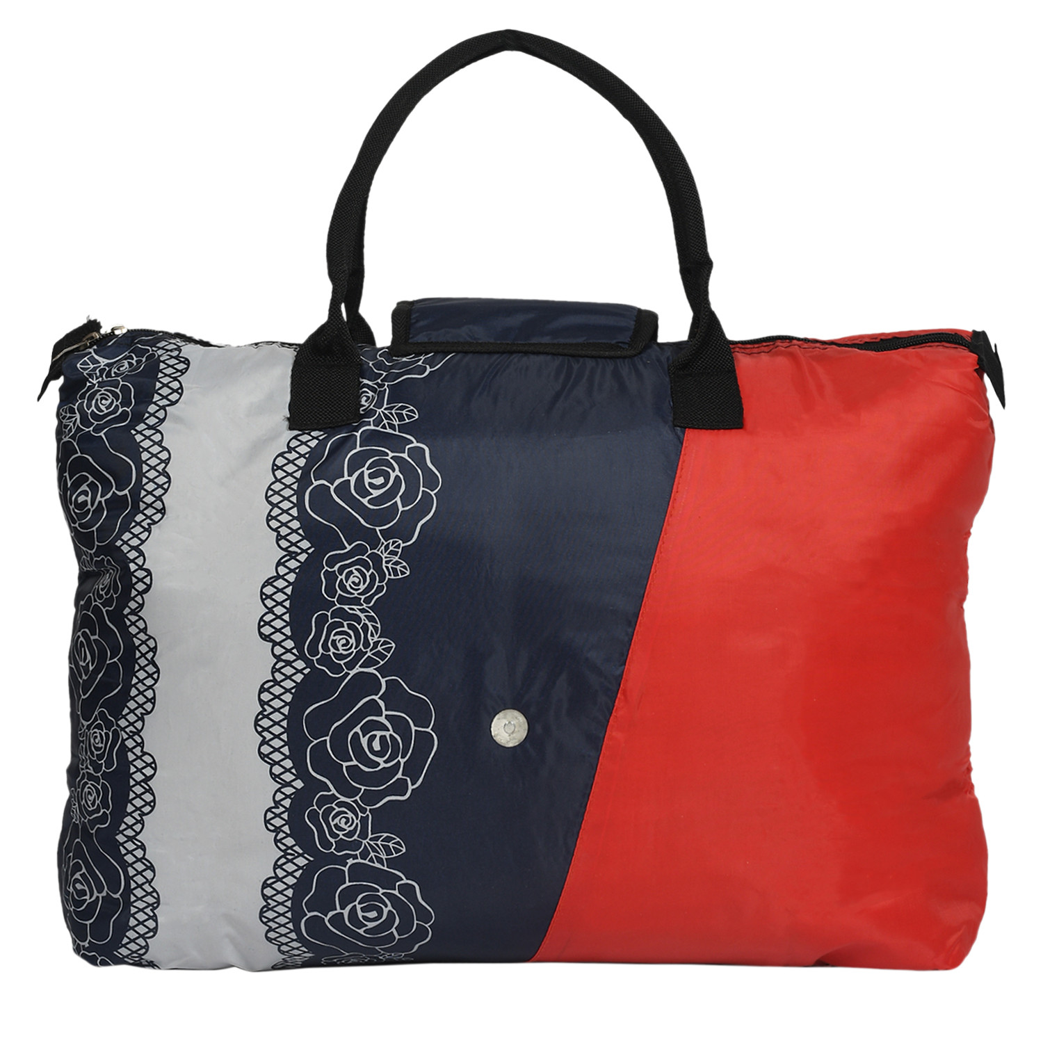 Kuber Industries Parachute Floral Print Shoulder Bag/Shopping Bag For Home & Travling With Handle (Red) 54KM4192