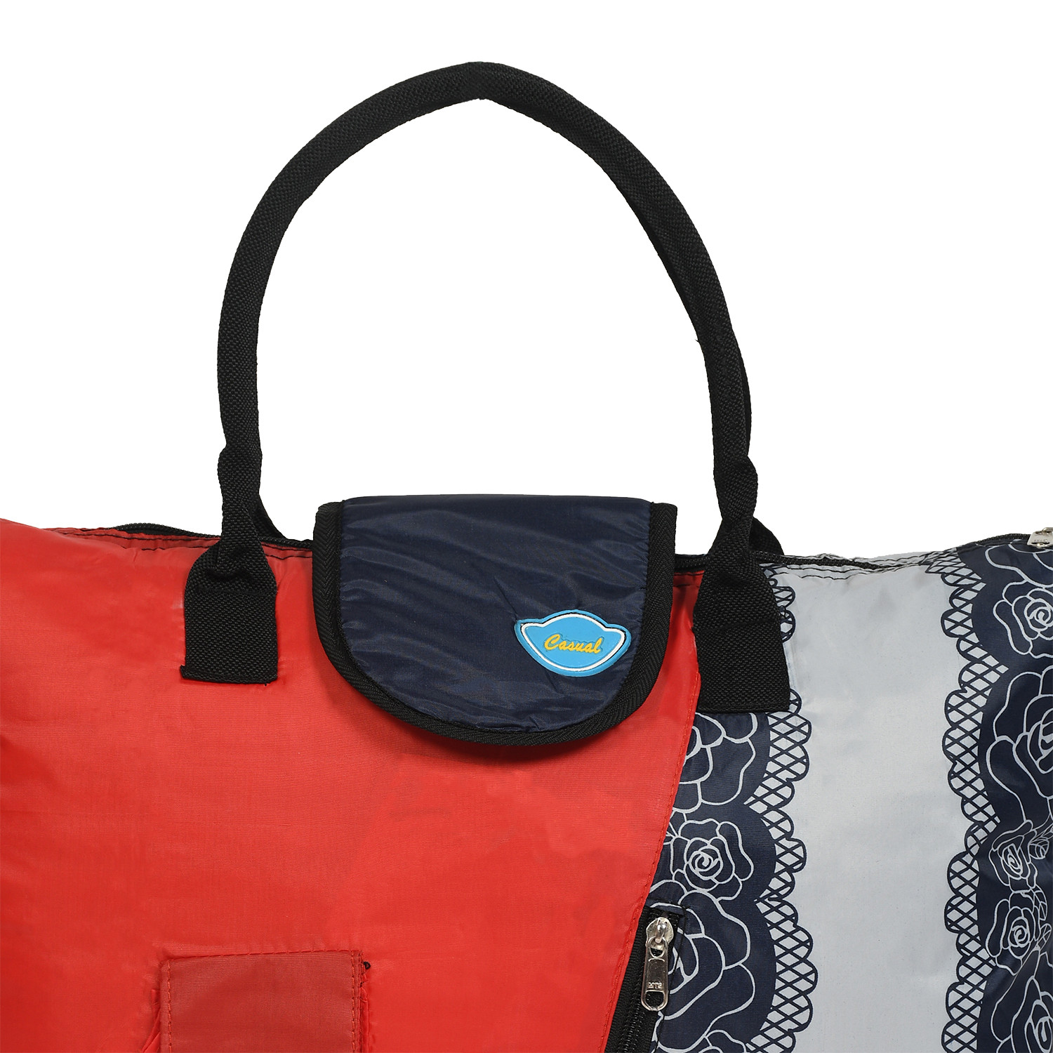 Kuber Industries Parachute Floral Print Shoulder Bag/Shopping Bag For Home & Travling With Handle (Red) 54KM4192