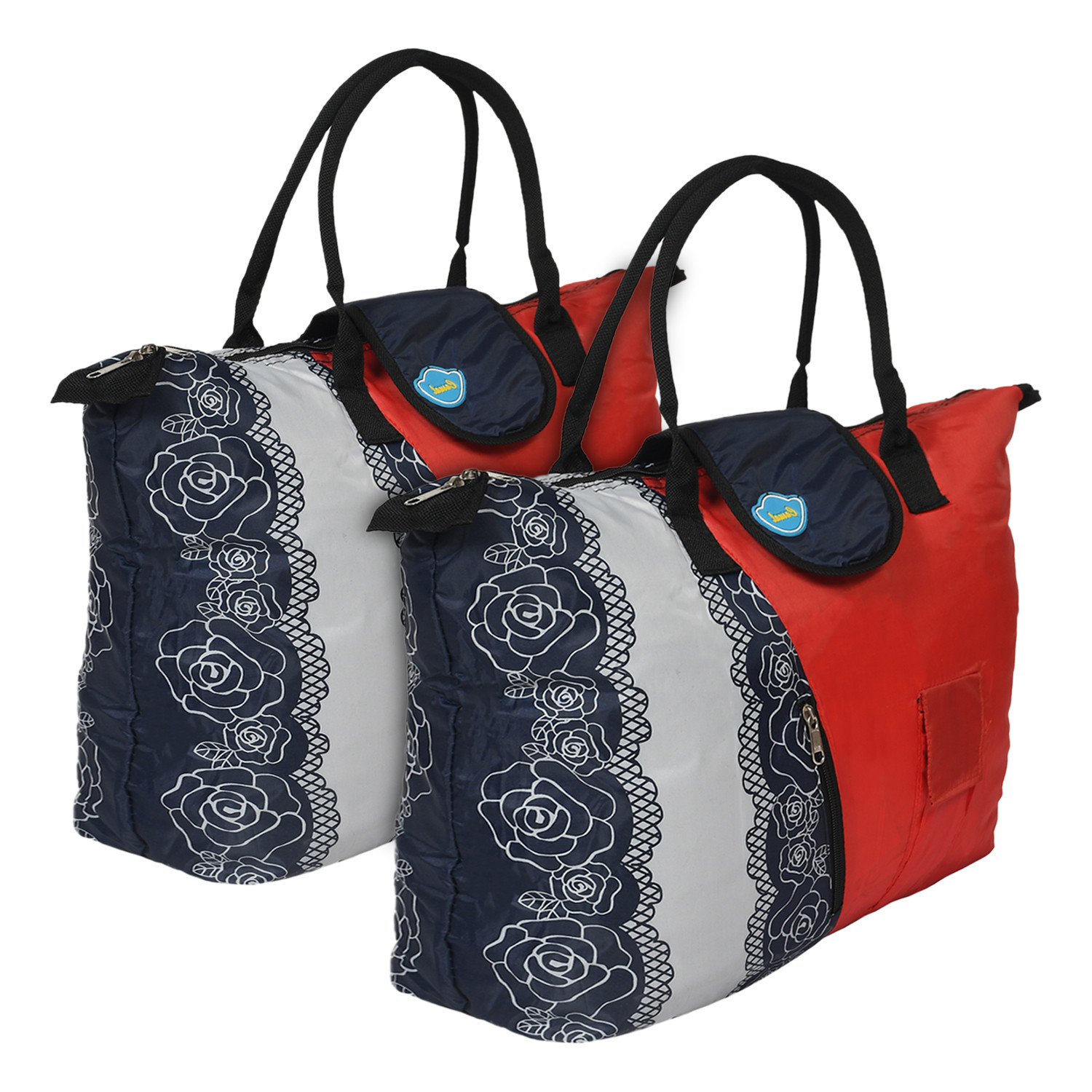 Kuber Industries Parachute Floral Print Shoulder Bag/Shopping Bag For Home & Travling With Handle (Red) 54KM4192