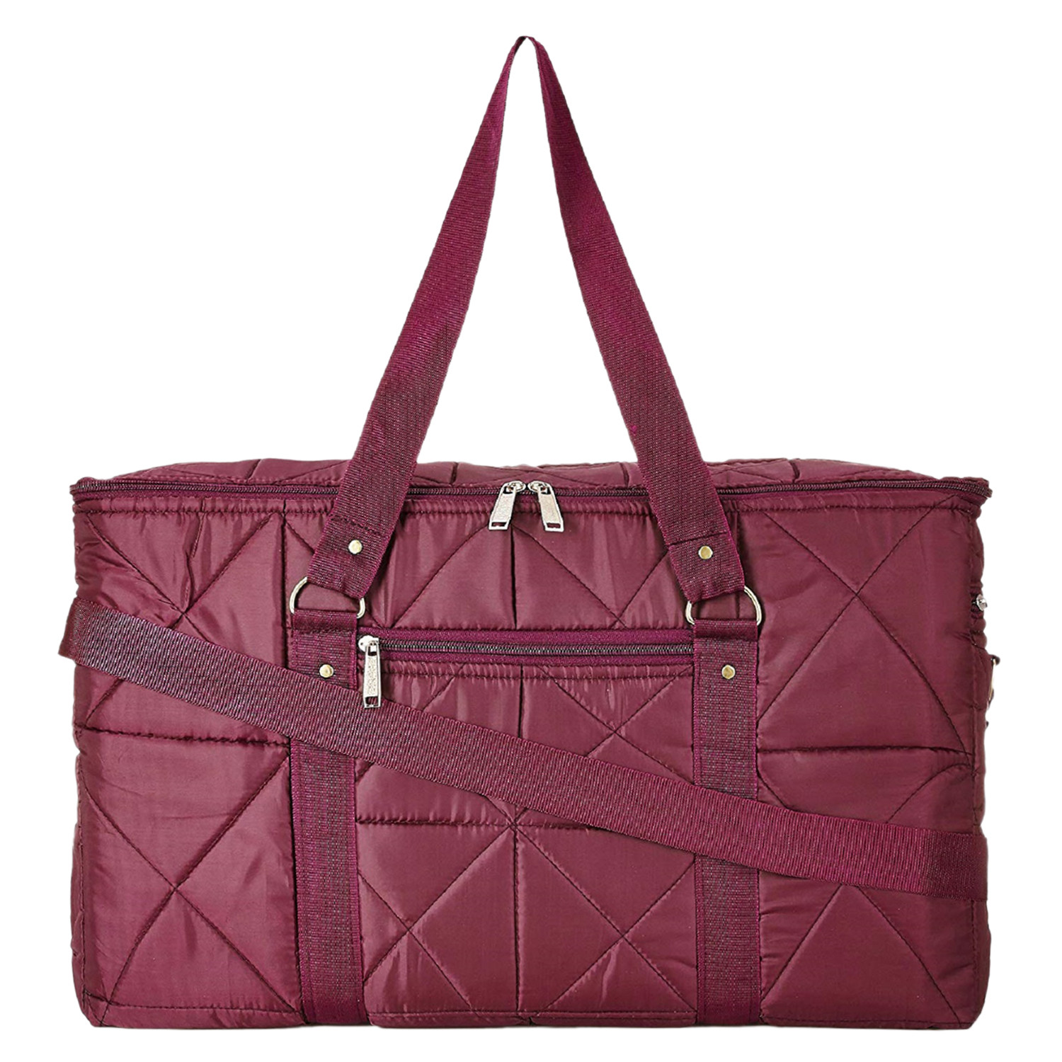 Kuber Industries Parachute Foldable Duffle Bag/Bag Packs With Handle For Traveling (Maroon)