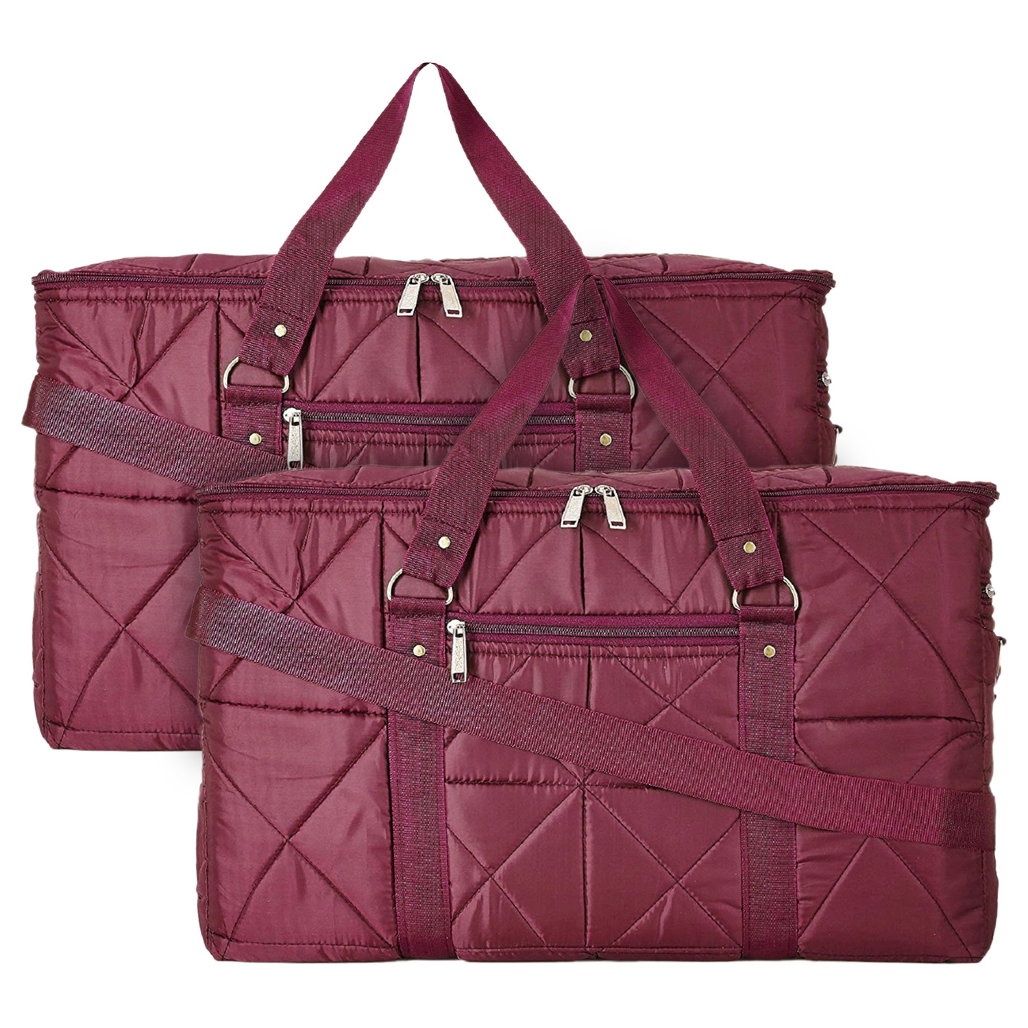 Kuber Industries Parachute Foldable Duffle Bag/Bag Packs With Handle For Traveling (Maroon)