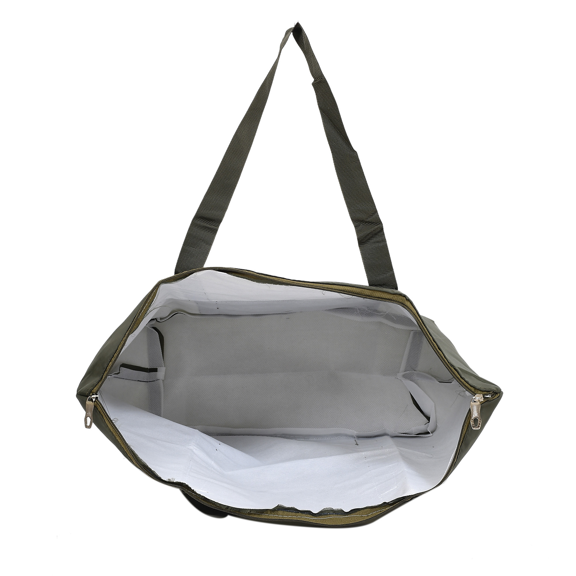 Kuber Industries Parachute Multi-Purpose Storage Bag/Clothing Storage Organizer/Toy Storage Bag/Stationery Paper Storage Bag with Zipper Closure & Strong Handle With Bag Cover (Green)